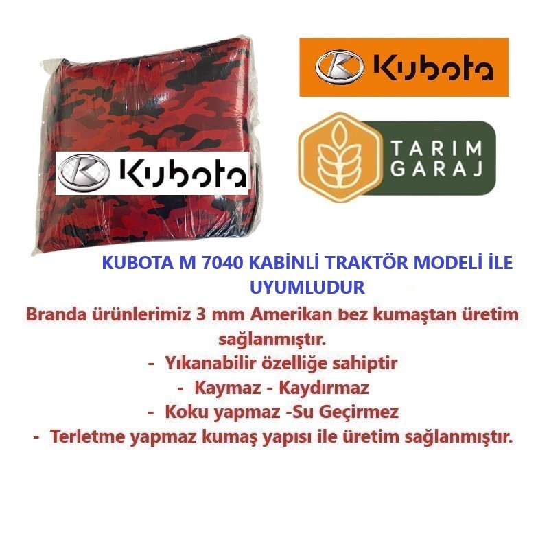 Kubota M 7040 Kabinli Traktör Kaporta Branda ve Koltuk Kılıfı Seti