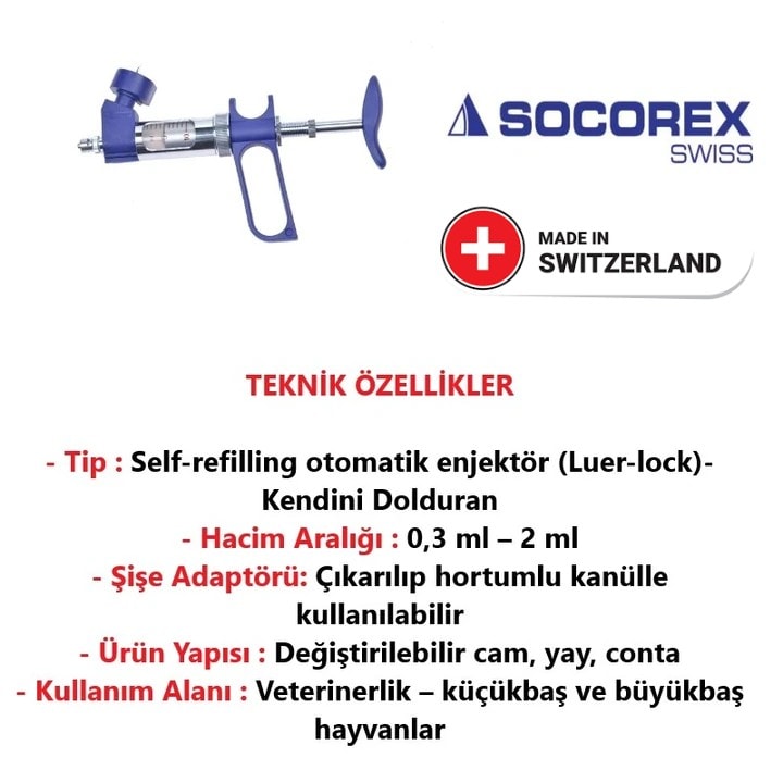 Socorex Rumi Otomatik Enjektör Şişe Adaptörlü 0.3-2 ml