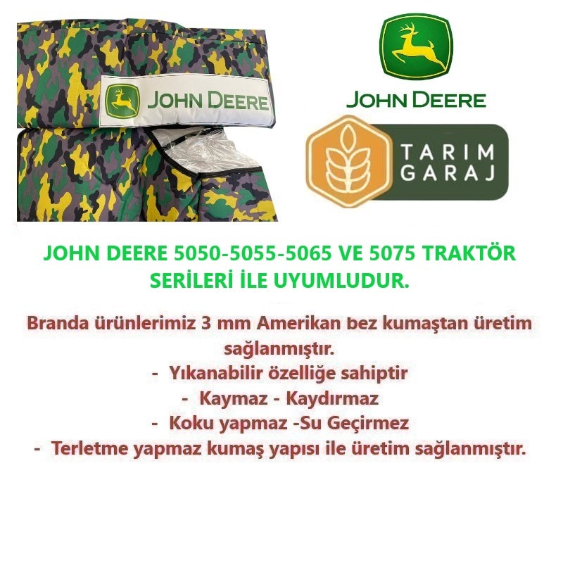 John Deere 5000 Serisi Traktör Kaporta Branda ve Koltuk Kılıfı Seti-Kabinsiz