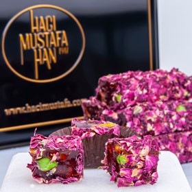 Gül Yapraklı Narlı  Fıstıklı Lokum Büyük Paket 630g