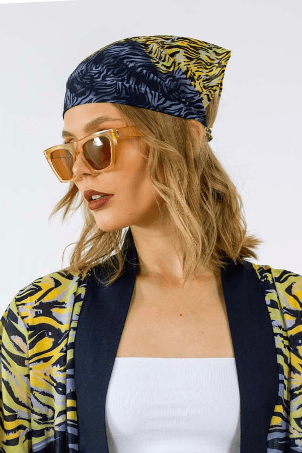 LACİVERT ZEBRA DETAY BANDANA