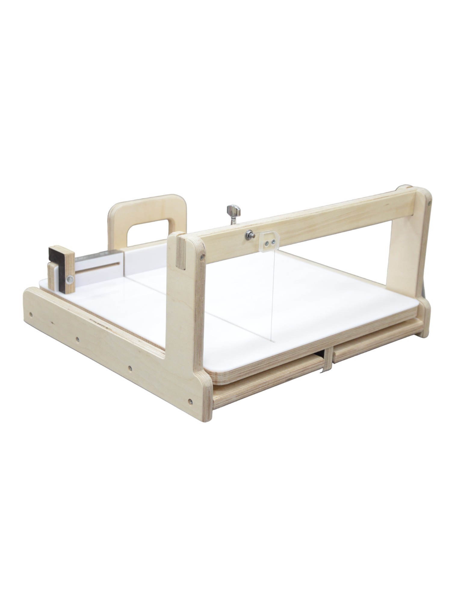 Adjustable Wooden Slab Soap Cutter | Rail System | Color Beige