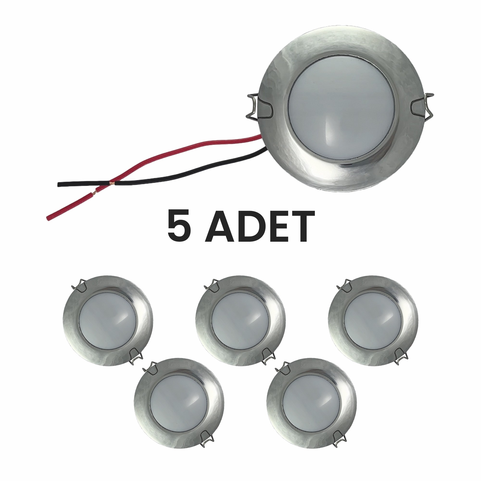 Yaylı Gömme LED Spot 5 adet - 10-30V (Tekne & Karavan Uyumlu)