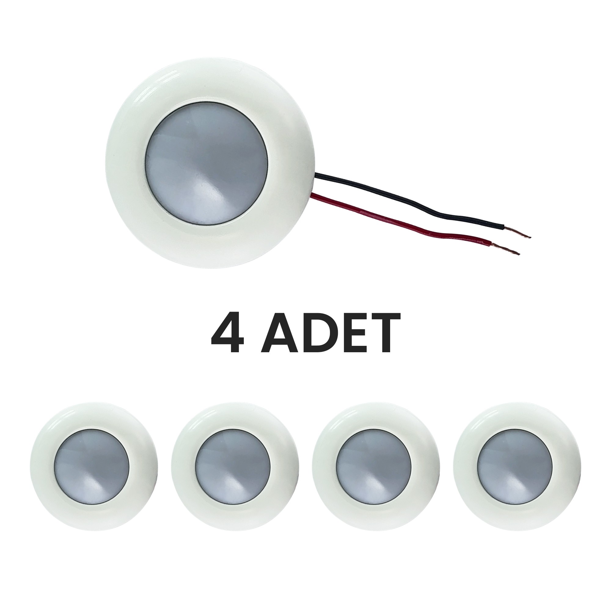 Ufo Tavan Lambası 75 mm 4 Adet - 12V (Tekne & Karavan Uyumlu) 