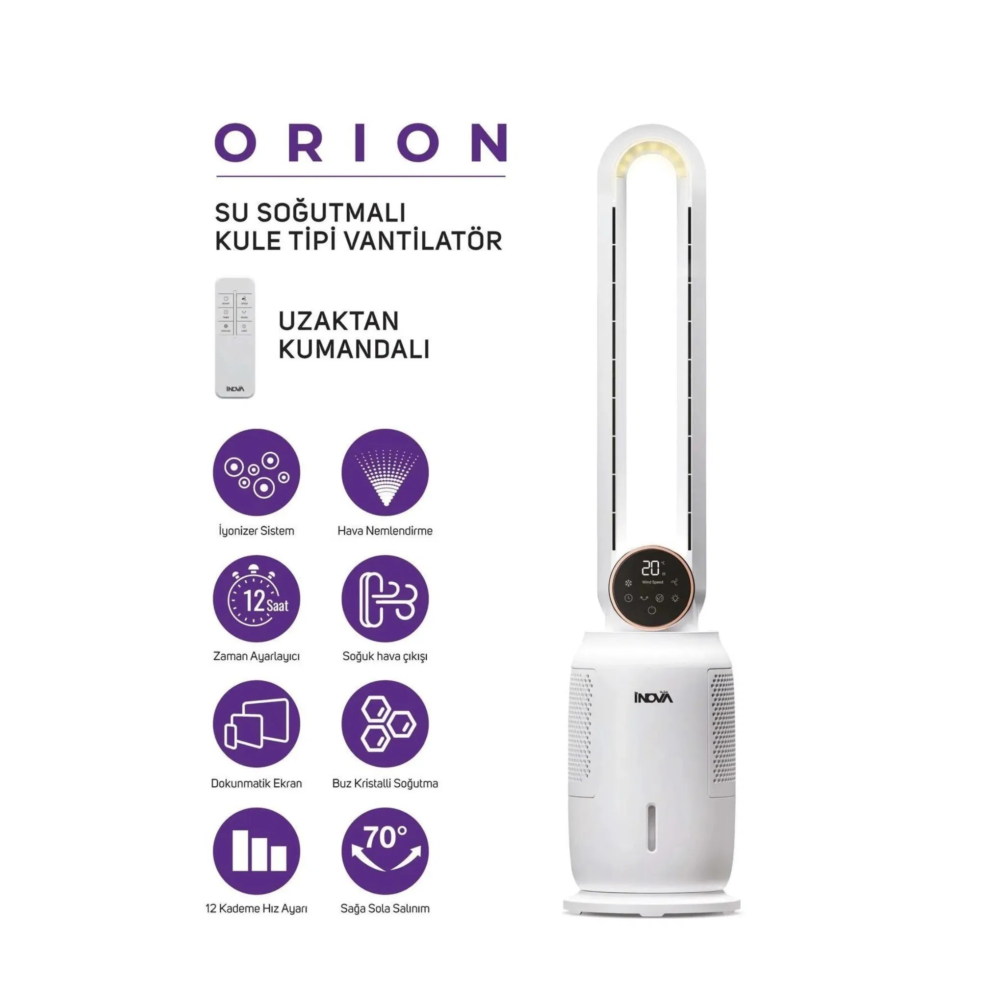 İnova Orion Su Isıtmalı Kule Tip Kumandalı Vantilatör