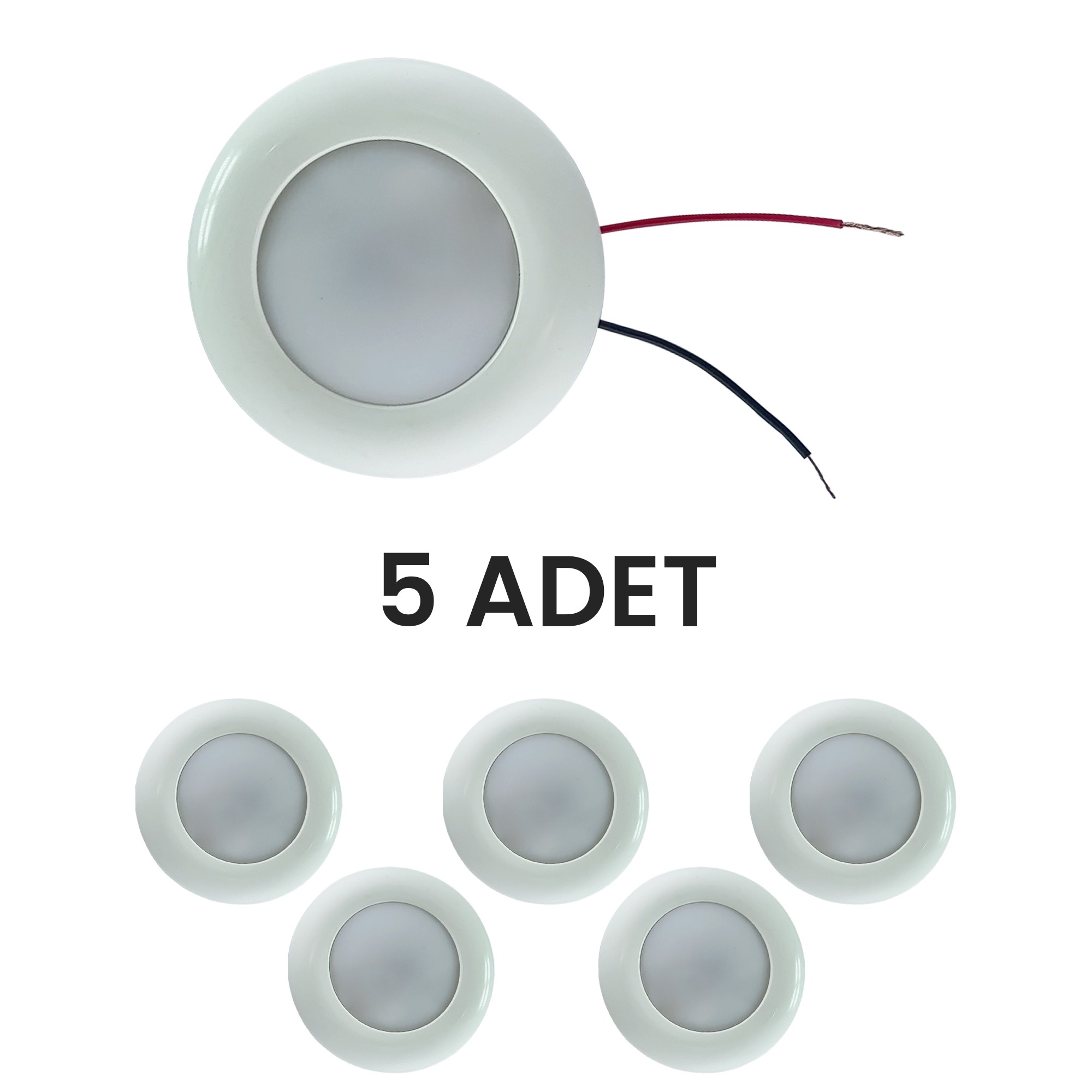 Ufo Tavan Lambası 105 mm 5 Adet - 12V (Tekne & Karavan Uyumlu) 