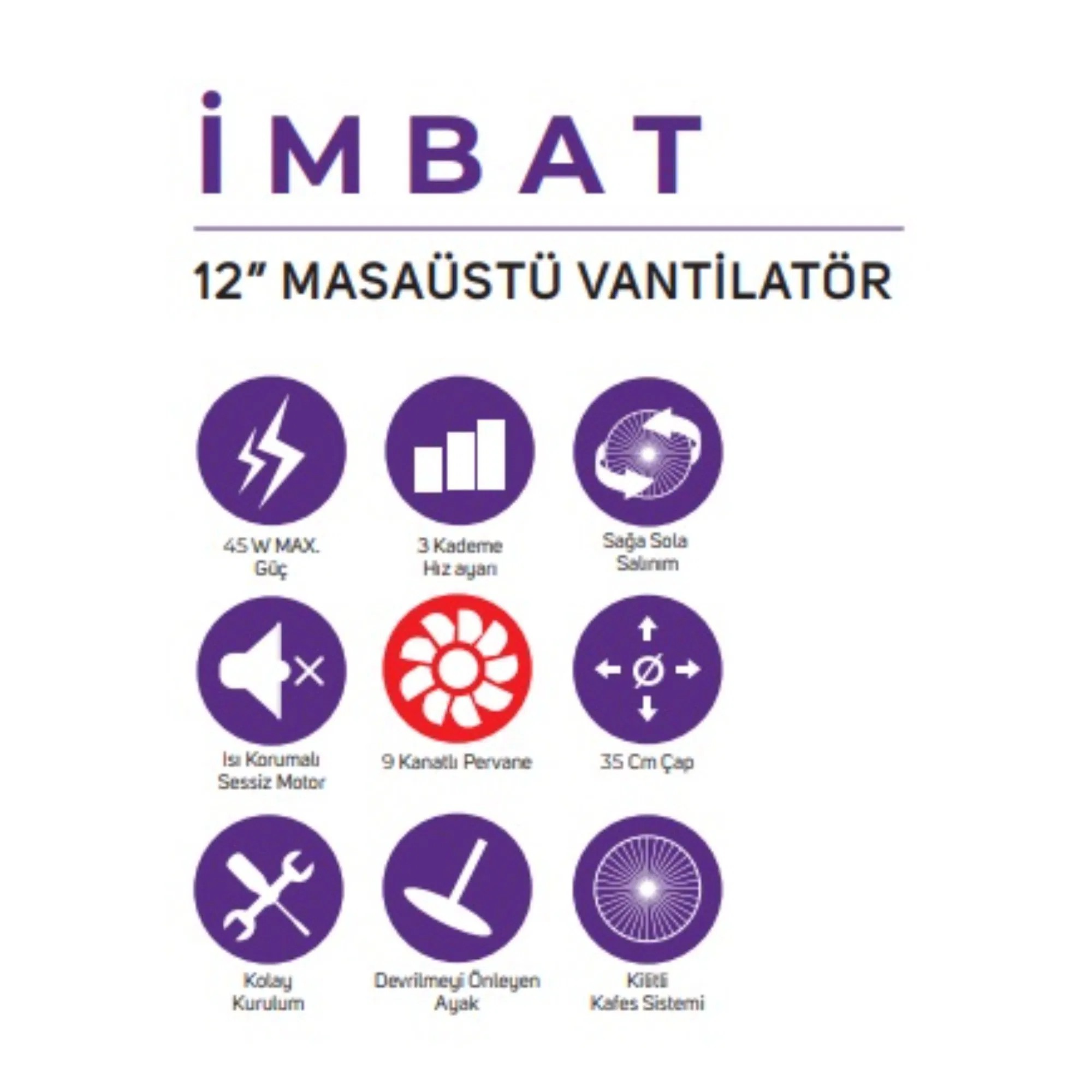 İnova İmbat Masaüstü Vantilatör 12"