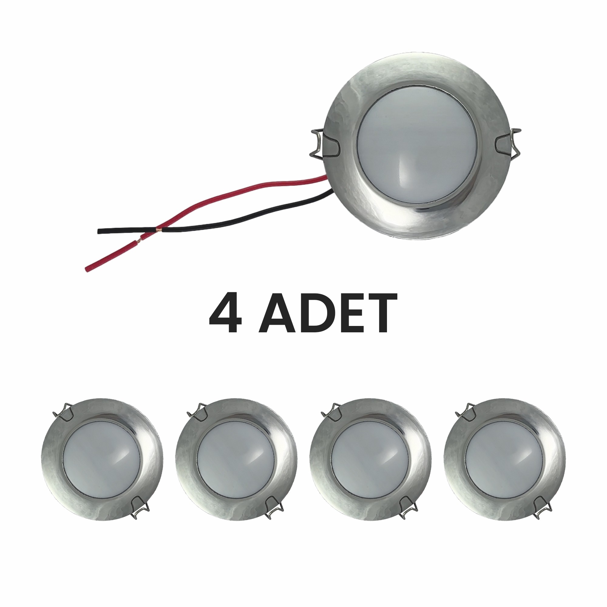 Yaylı Gömme 4 ADET LED Spot - 10-30V (Tekne & Karavan Uyumlu) 