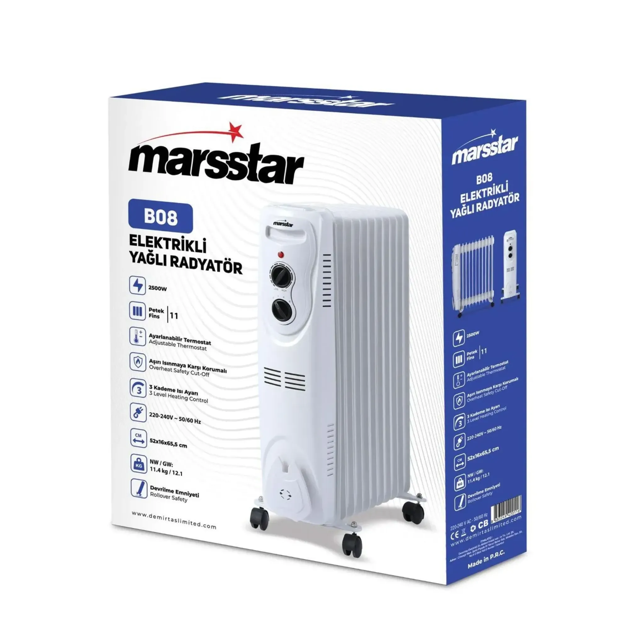 MARSSTAR YAĞLI RADYATÖR ISITICI 11 DİLİM 2500 W