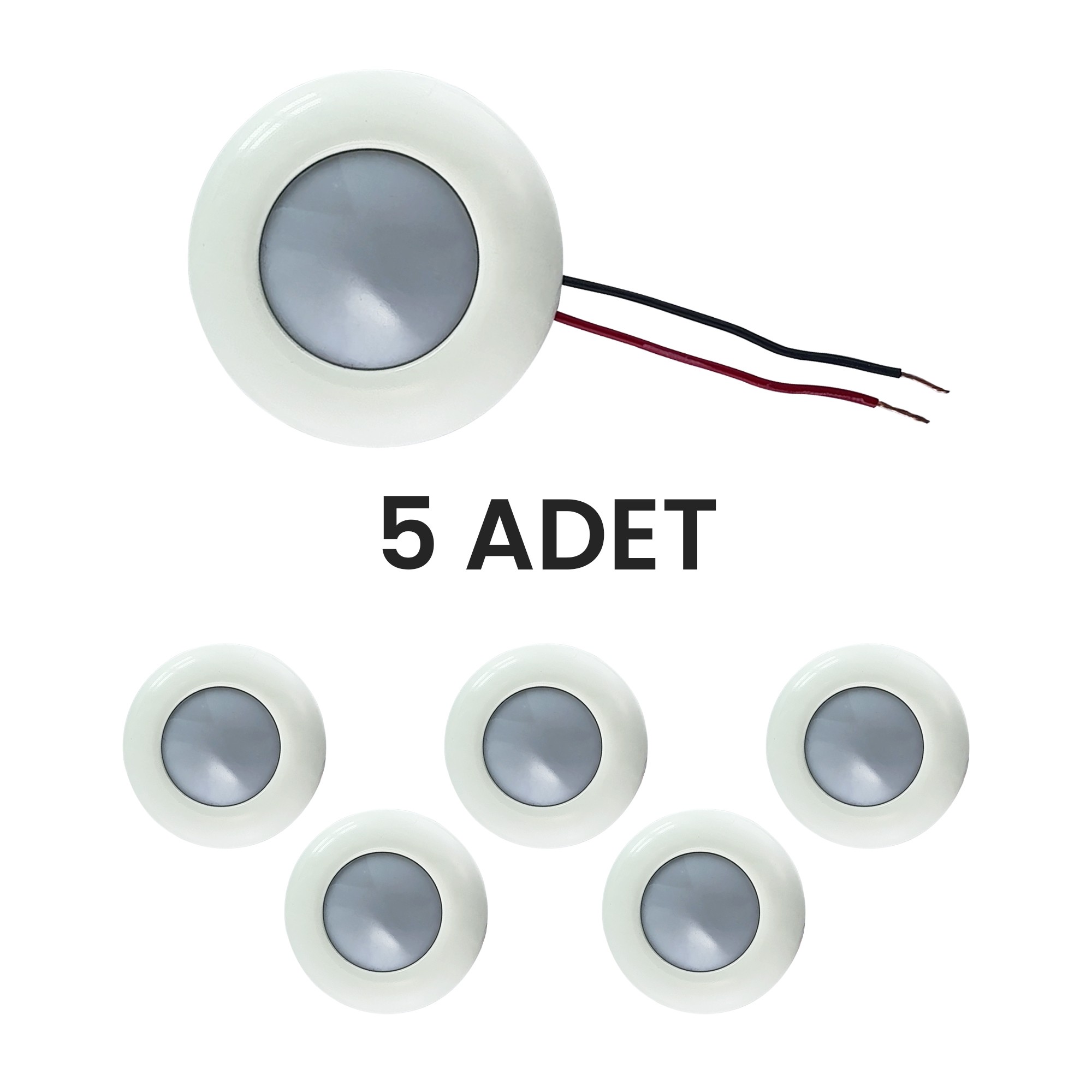 Ufo Tavan Lambası 75 mm 5 Adet - 12V (Tekne & Karavan Uyumlu) 