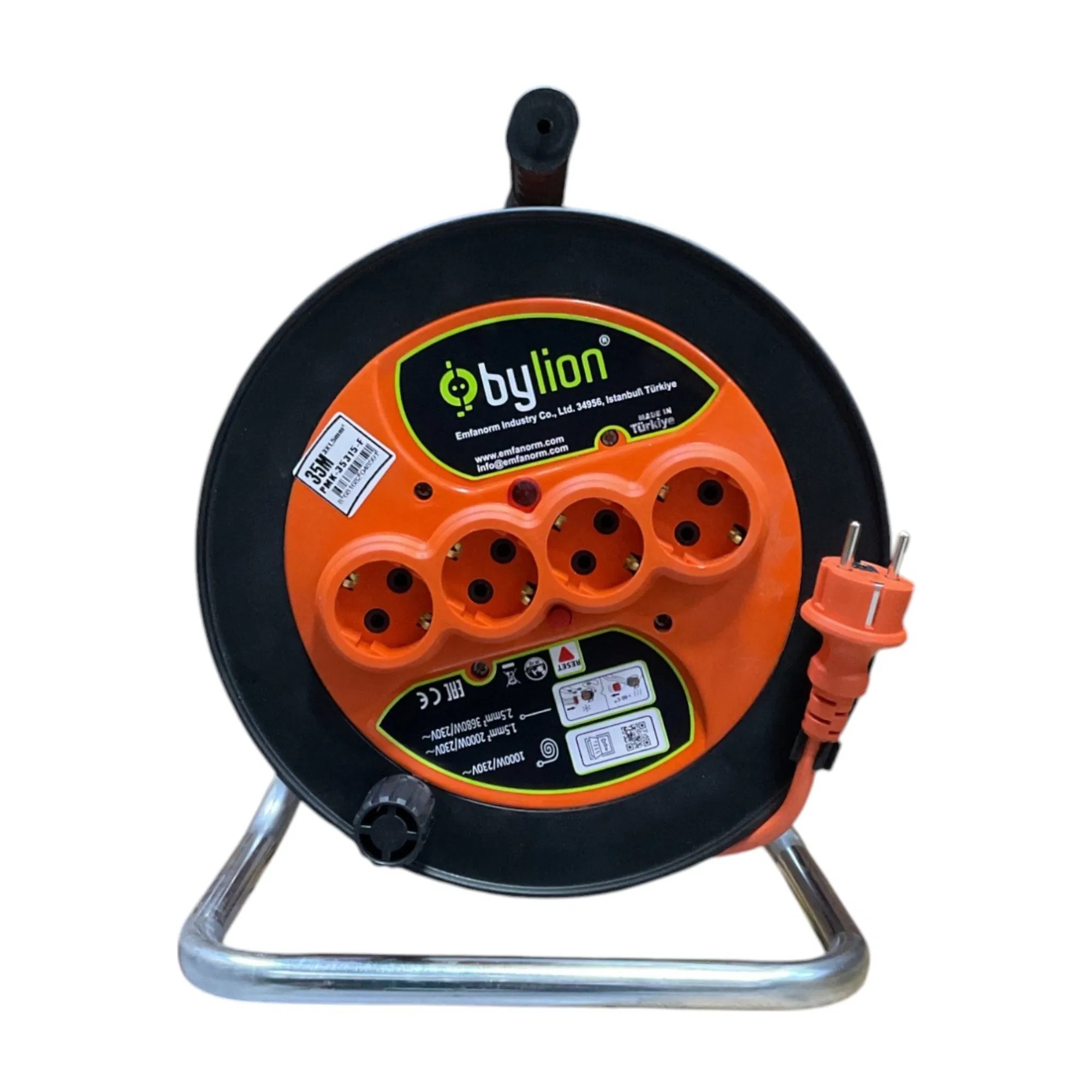 BYLİON Seyyar Makara Kablo 3x1.5MM 35 MT PMK35315F