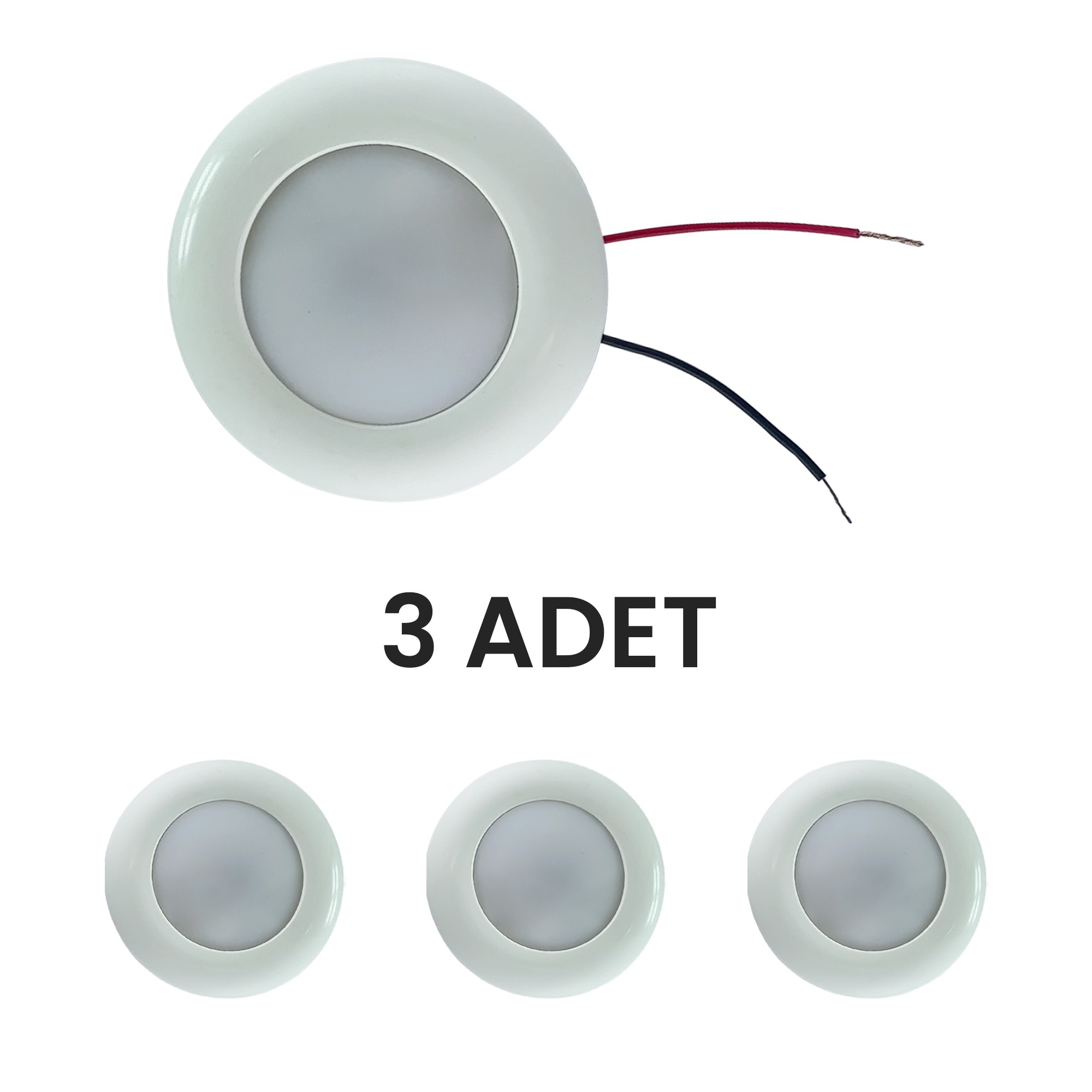 Ufo Tavan Lambası 105 mm 3 Adet - 12V (Tekne & Karavan Uyumlu) 