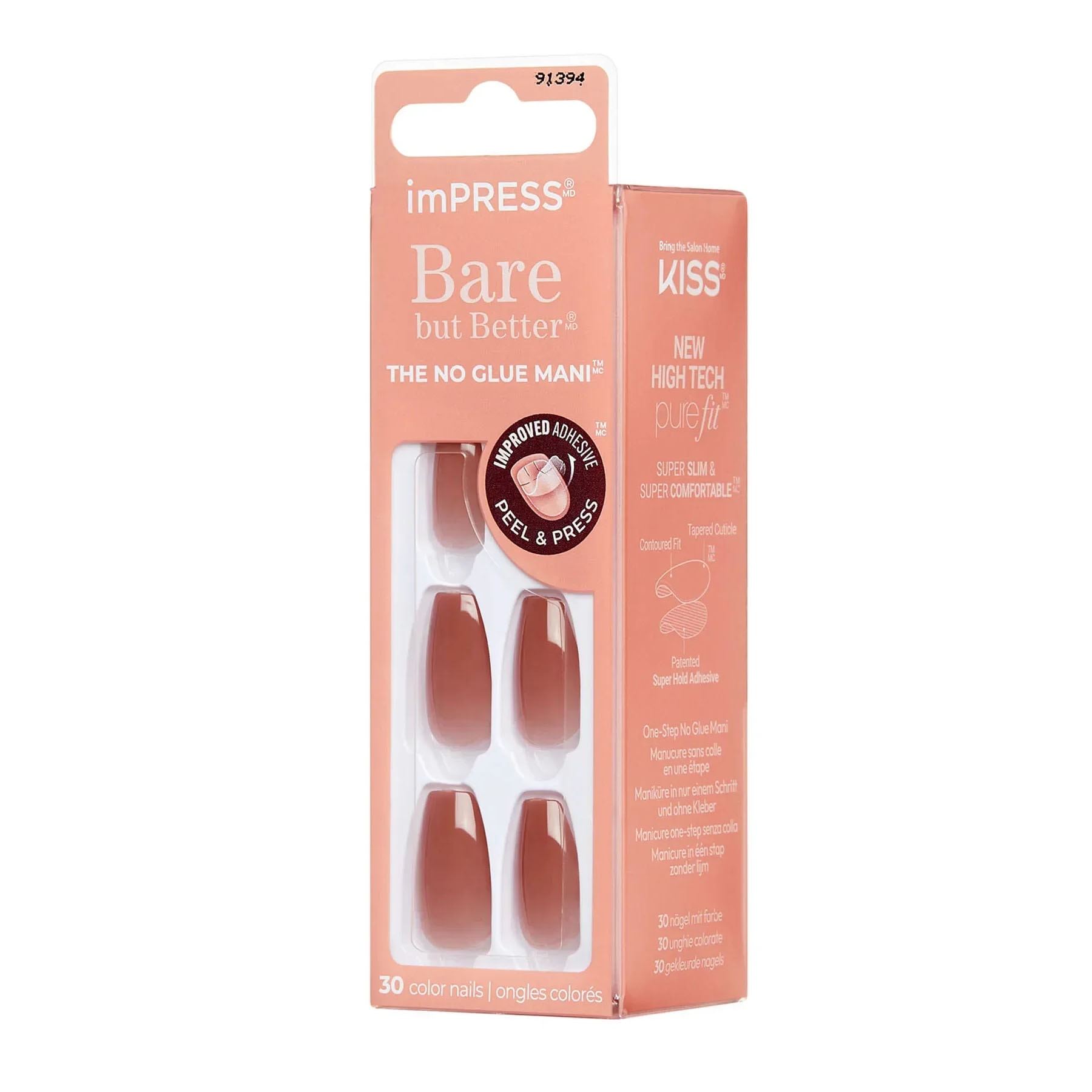 Impress Kendinden Yapışkanlı Takma Tırnak Küt Uzun Nude Ombre