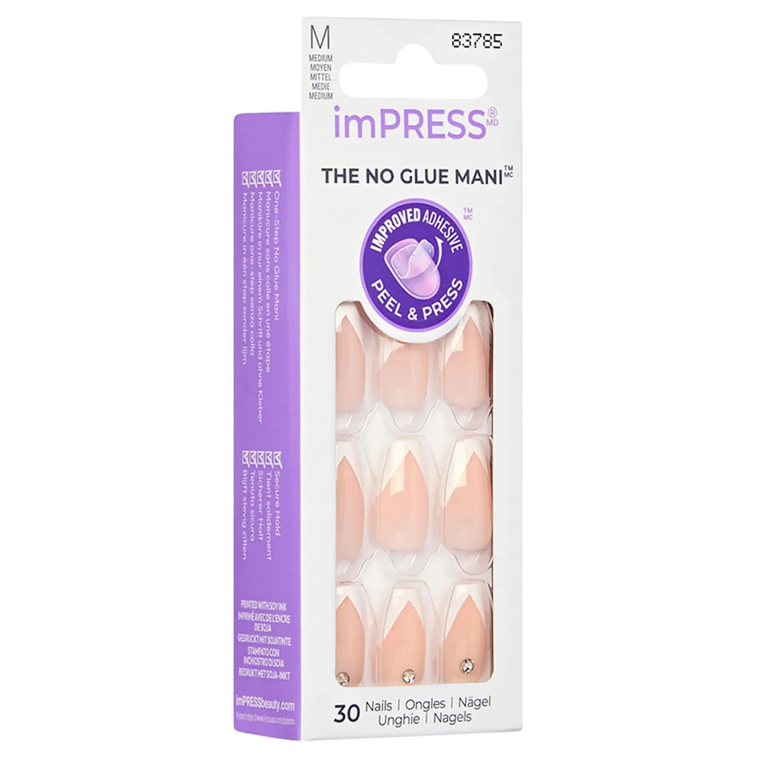 İmpress Kendinden Yapışkanlı Takma Tırnak Uzun Oval French Taşlı