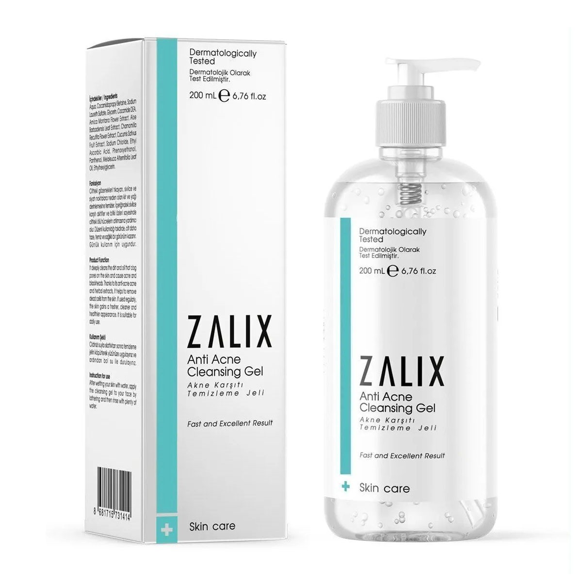 Zalix Sebum Dengeleyici Akne ve Siyah Nokta Karşıtı Gözenek Sıkılaştırıcı Yüz Yıkama Jeli 200 ml