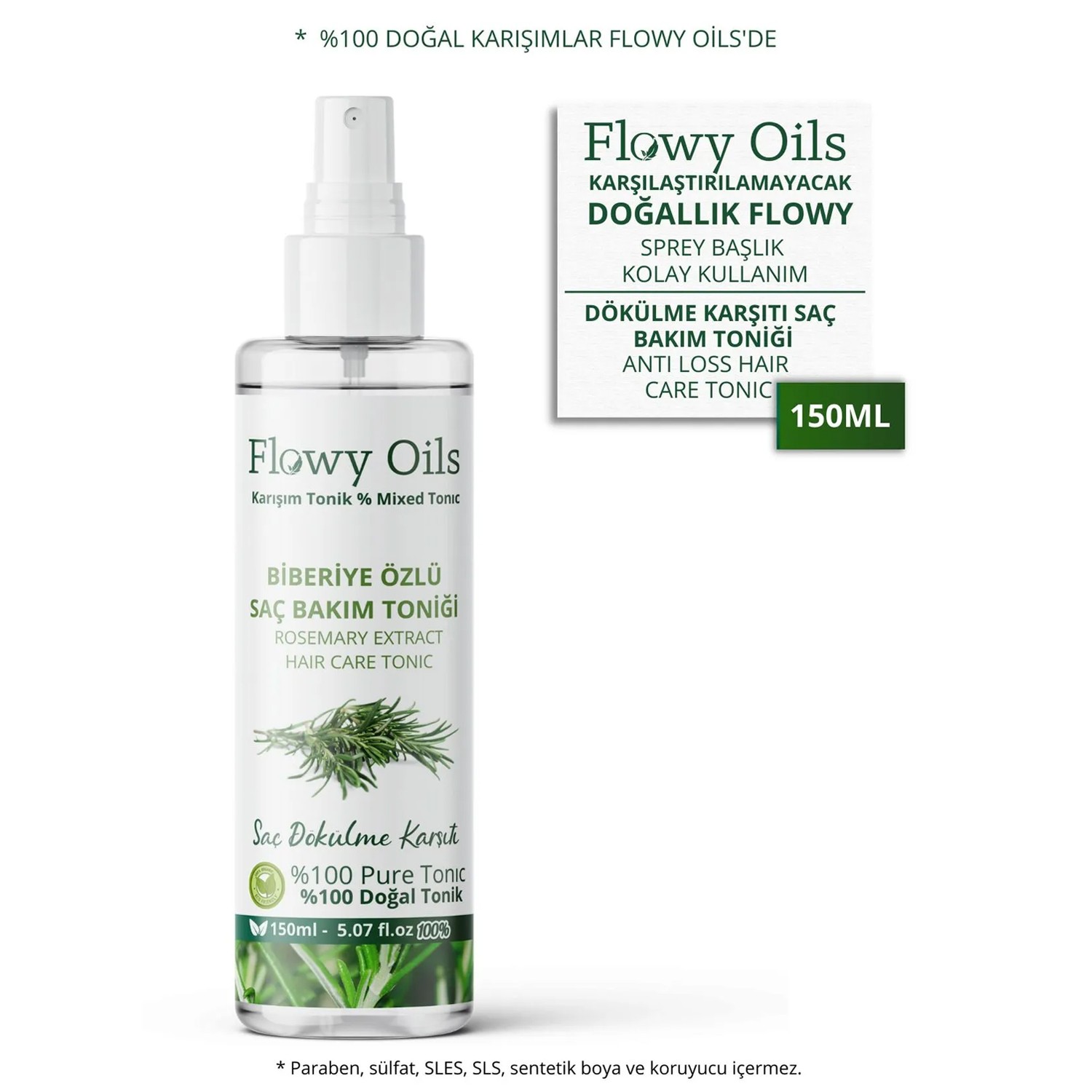 Flowy Oils Biberiye Özlü Saç Dökülme Karşıtı Saç Kökü Güçlendirici