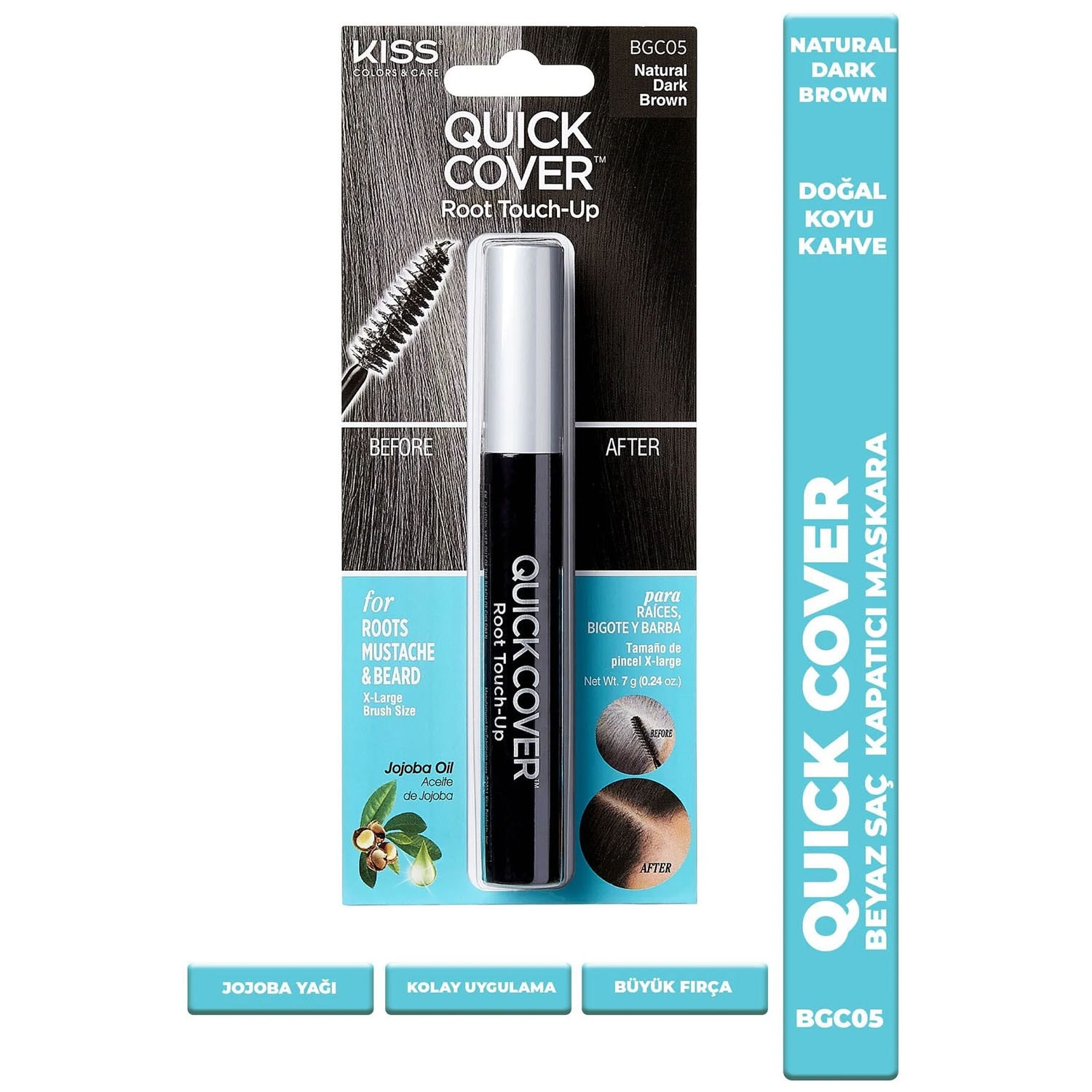 Kiss Quick Cover Beyazlar İçin Anında Kapatıcı Saç Maskarası - Koyu Kahve