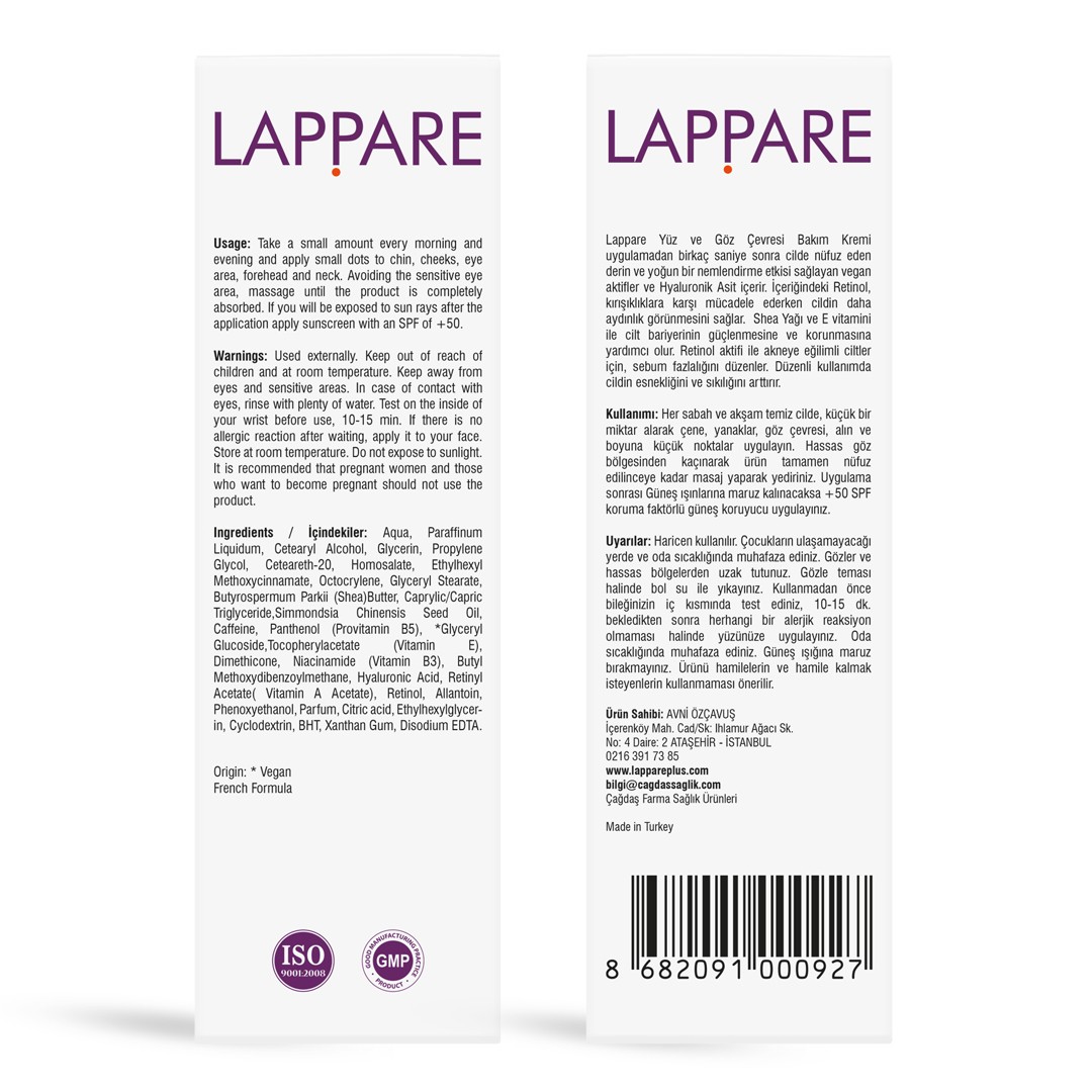 Lappare Retinol - Yüz ve Göz Çevresi Bakım Kremi 50ml