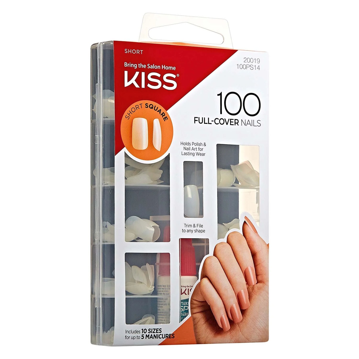 Kiss Kısa Renksiz Oval Takma Tırnak Seti Yapıştırıcılı 100lü Paket