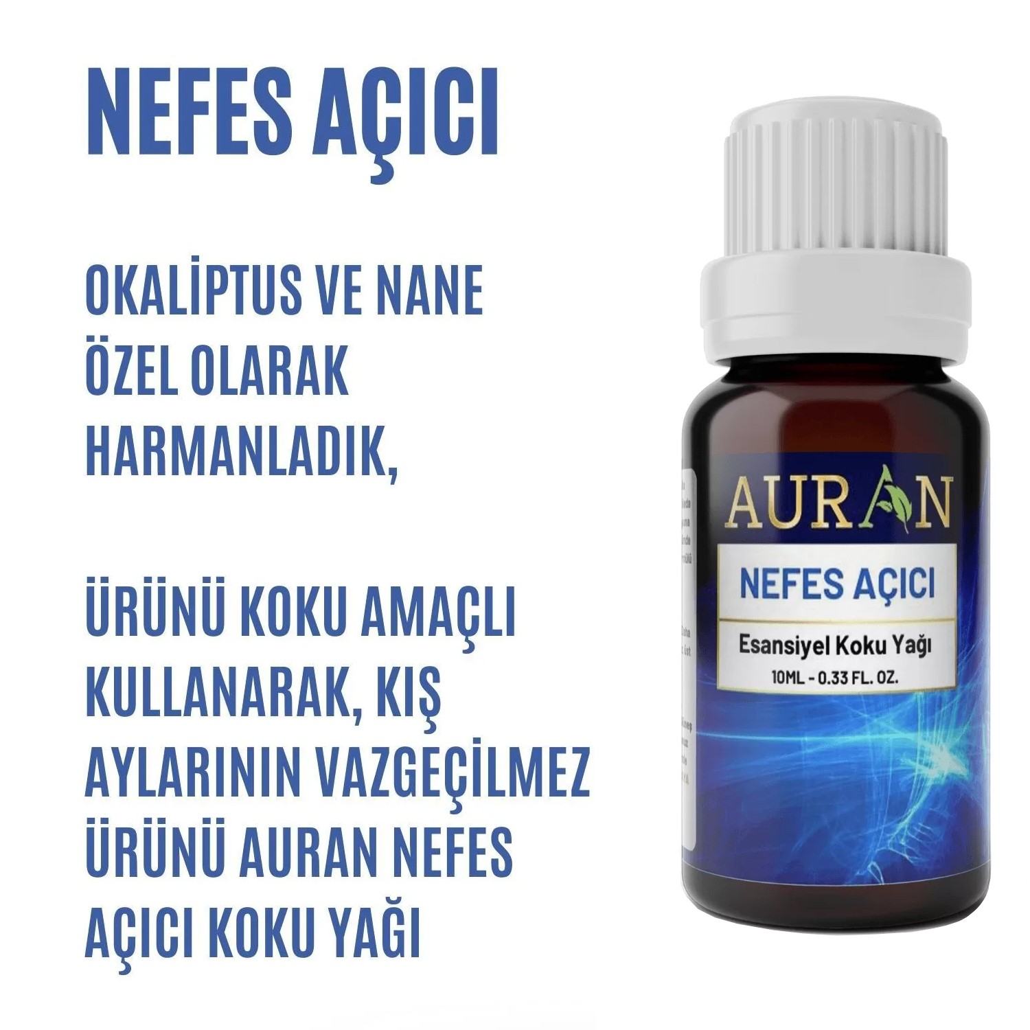 Auran Nefes Açıcı Nane ve Okaliptüs Esansiyel Uçucu Koku Yağı