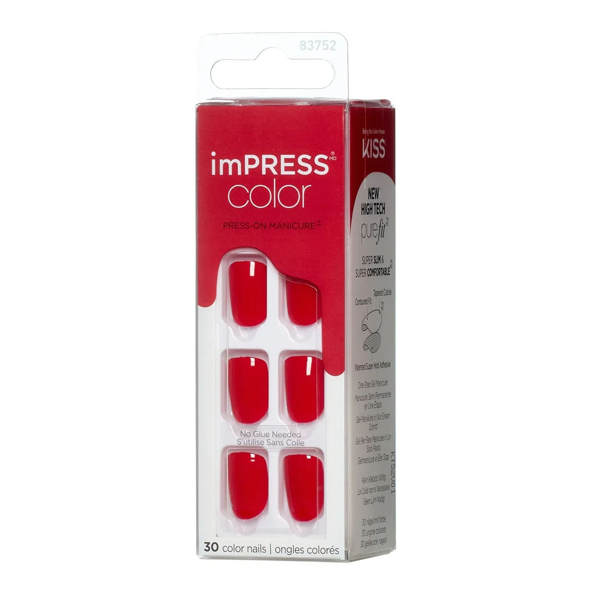 Impress Color Kendinden Yapışkanlı Takma Tırnak Kısa Parlak Kırmızı