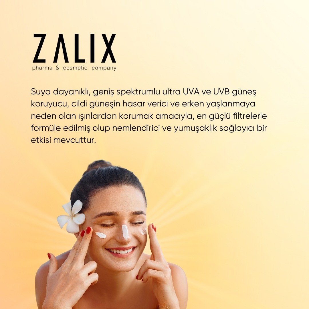 Zalix Suya Dayanıklı Nemlendirici Etkili Güneş Koruyucu Krem Spf 50 Uvb-Uva 50ml