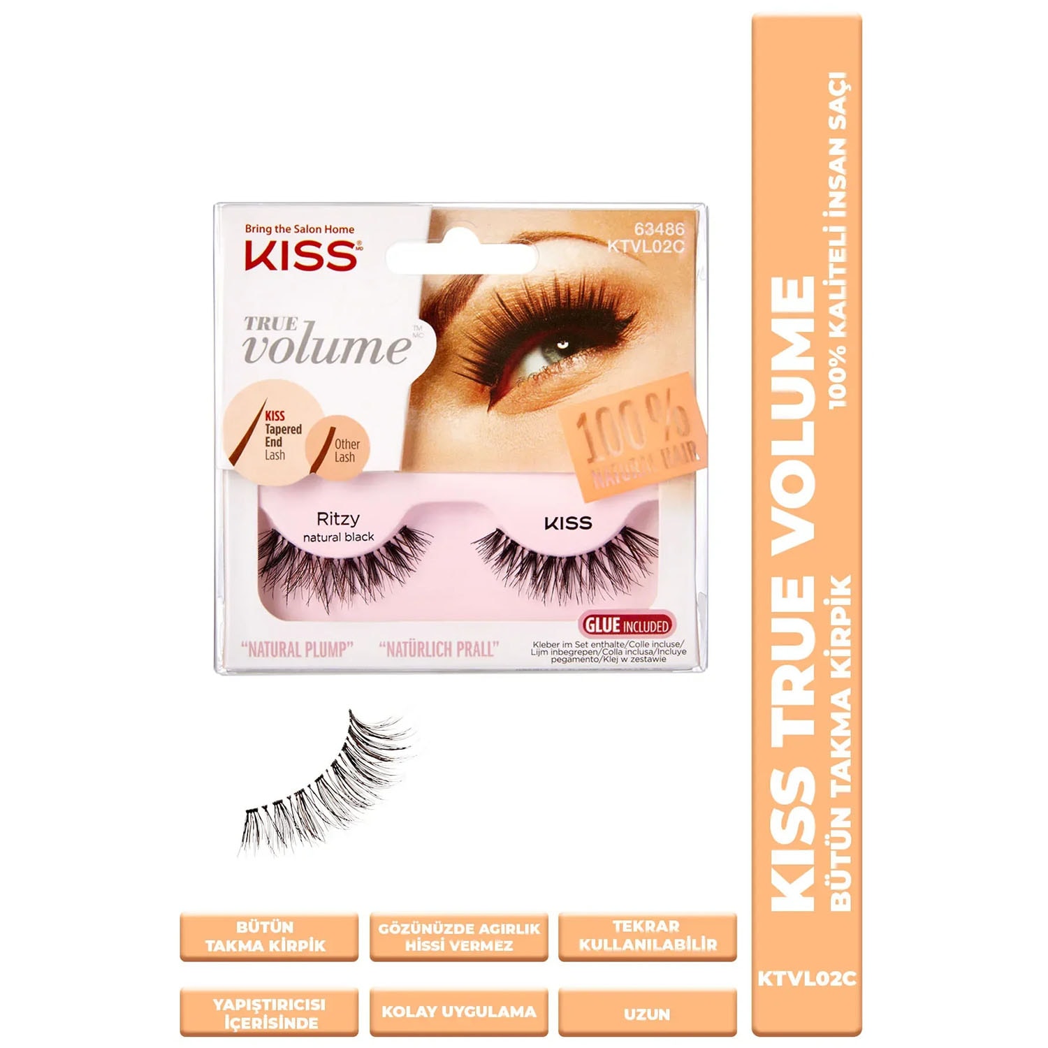 Kiss Bütün Takma Kirpik %100 Insan Saçı - Ritzy
