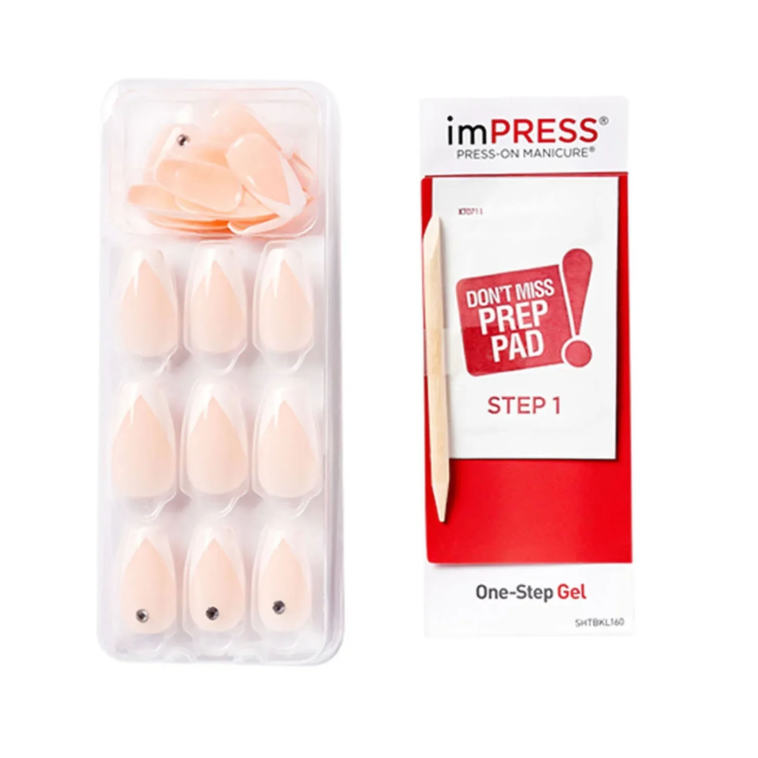 İmpress Kendinden Yapışkanlı Takma Tırnak Uzun Oval French Taşlı