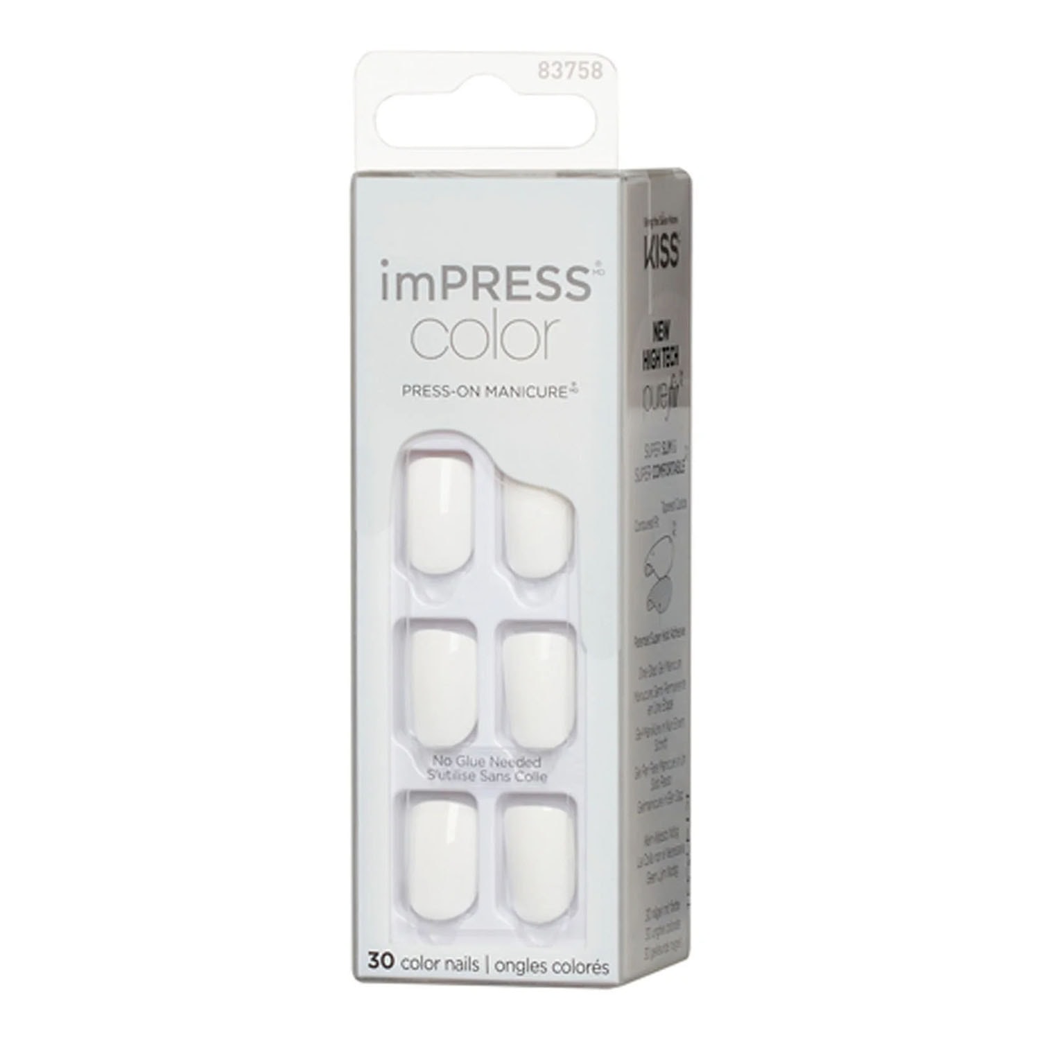 Impress Color Kendinden Yapışkanlı Takma Tırnak Kısa Beyaz