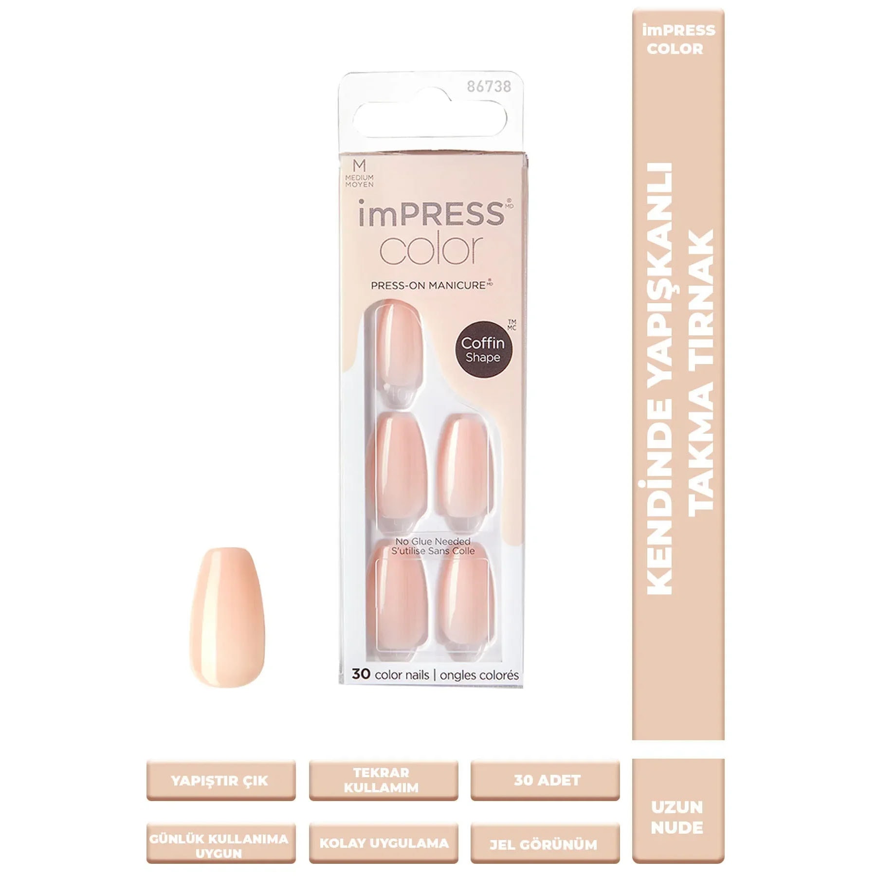 Impress Color Kendinden Yapışkanlı Takma Tırnak Bubble Kiss