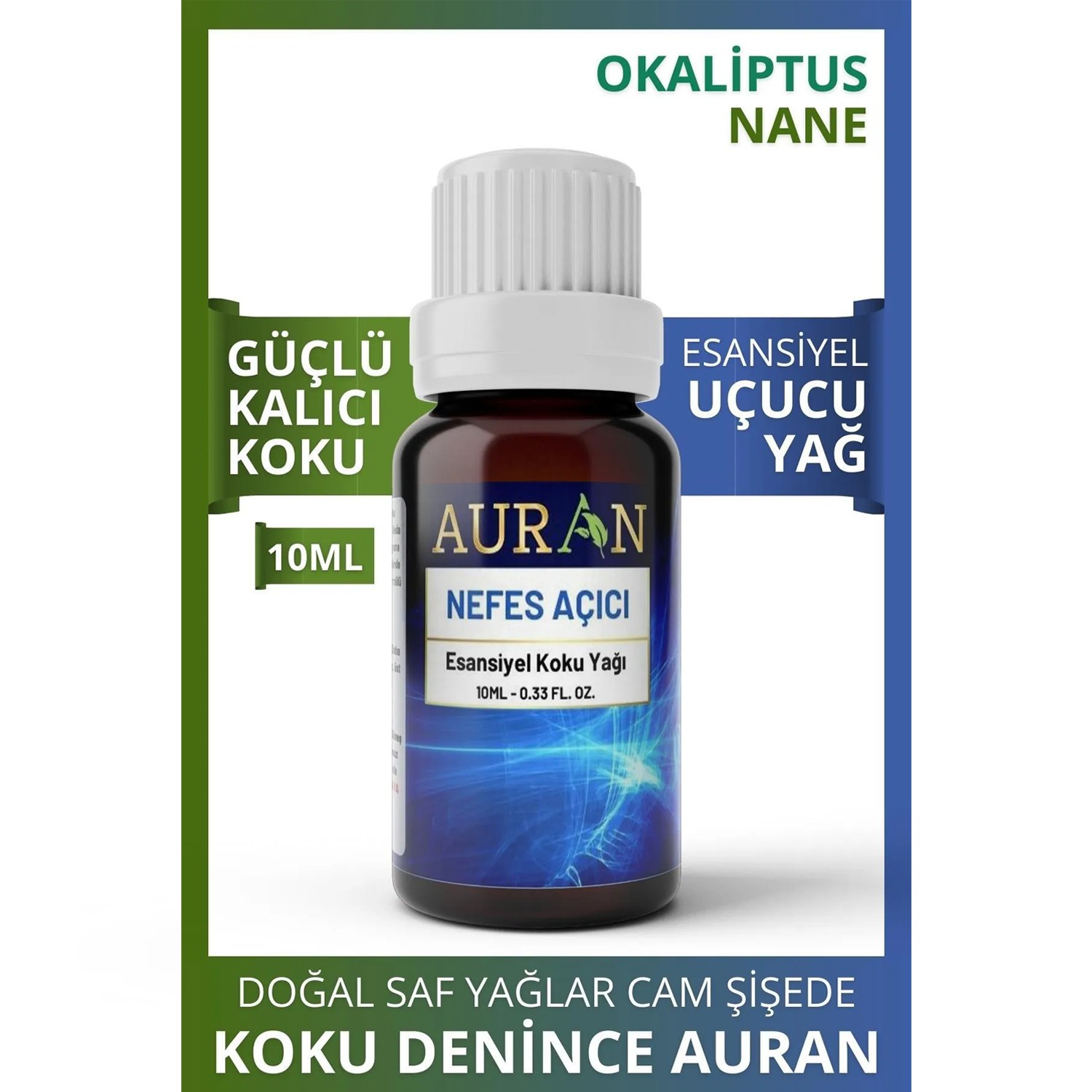 Auran Nefes Açıcı Nane ve Okaliptüs Esansiyel Uçucu Koku Yağı