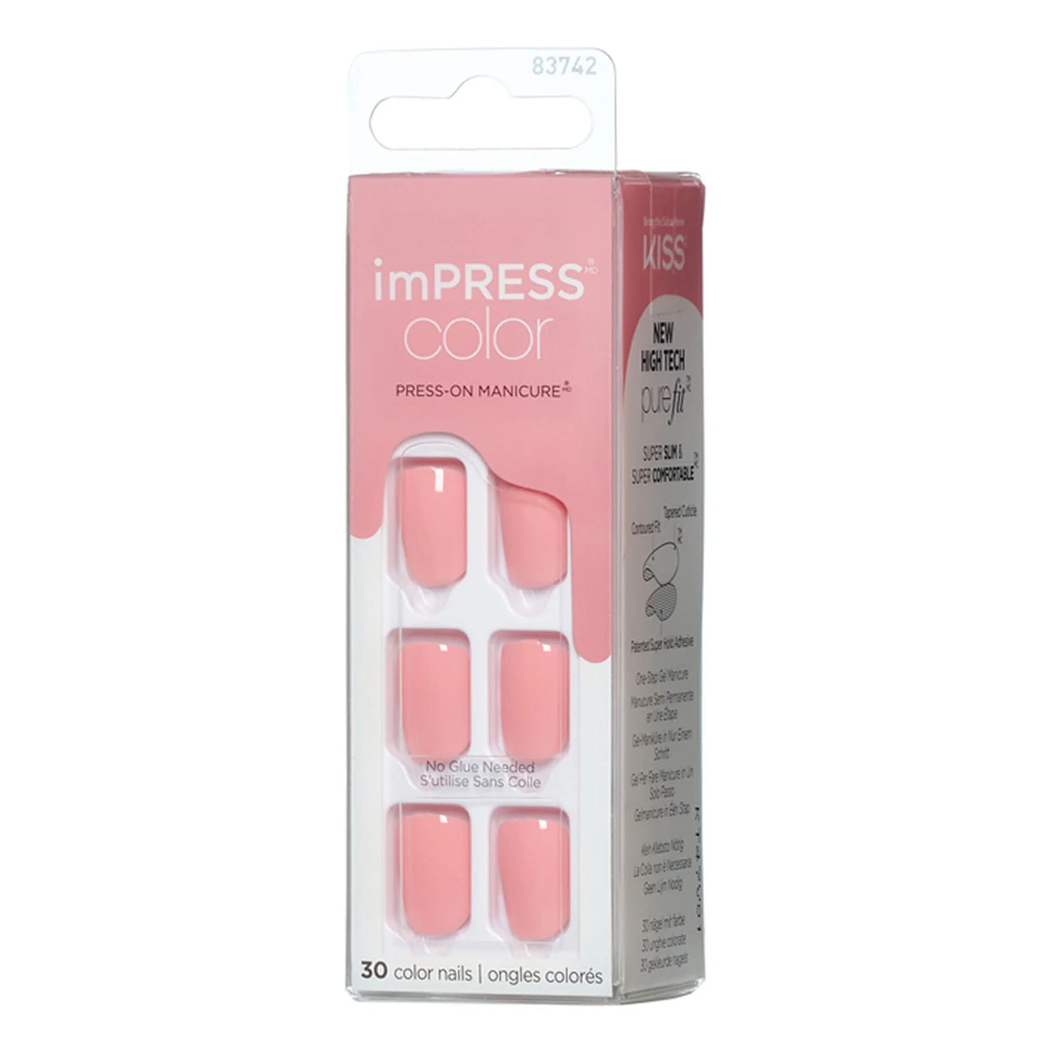 Impress Color Kendinden Yapışkanlı Takma Tırnak Kısa Parlak Şeker Pembe