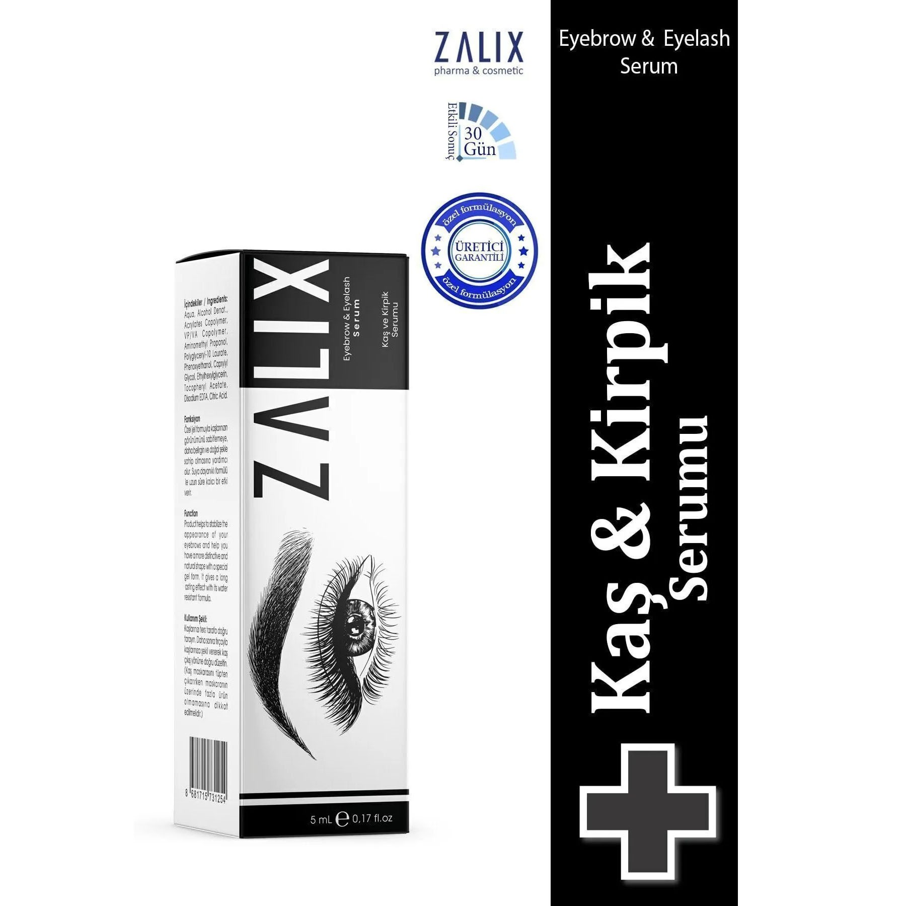 Zalix Besleyici Dolgunlaştırıcı Kaş Kirpik Bakım Serumu 5ml