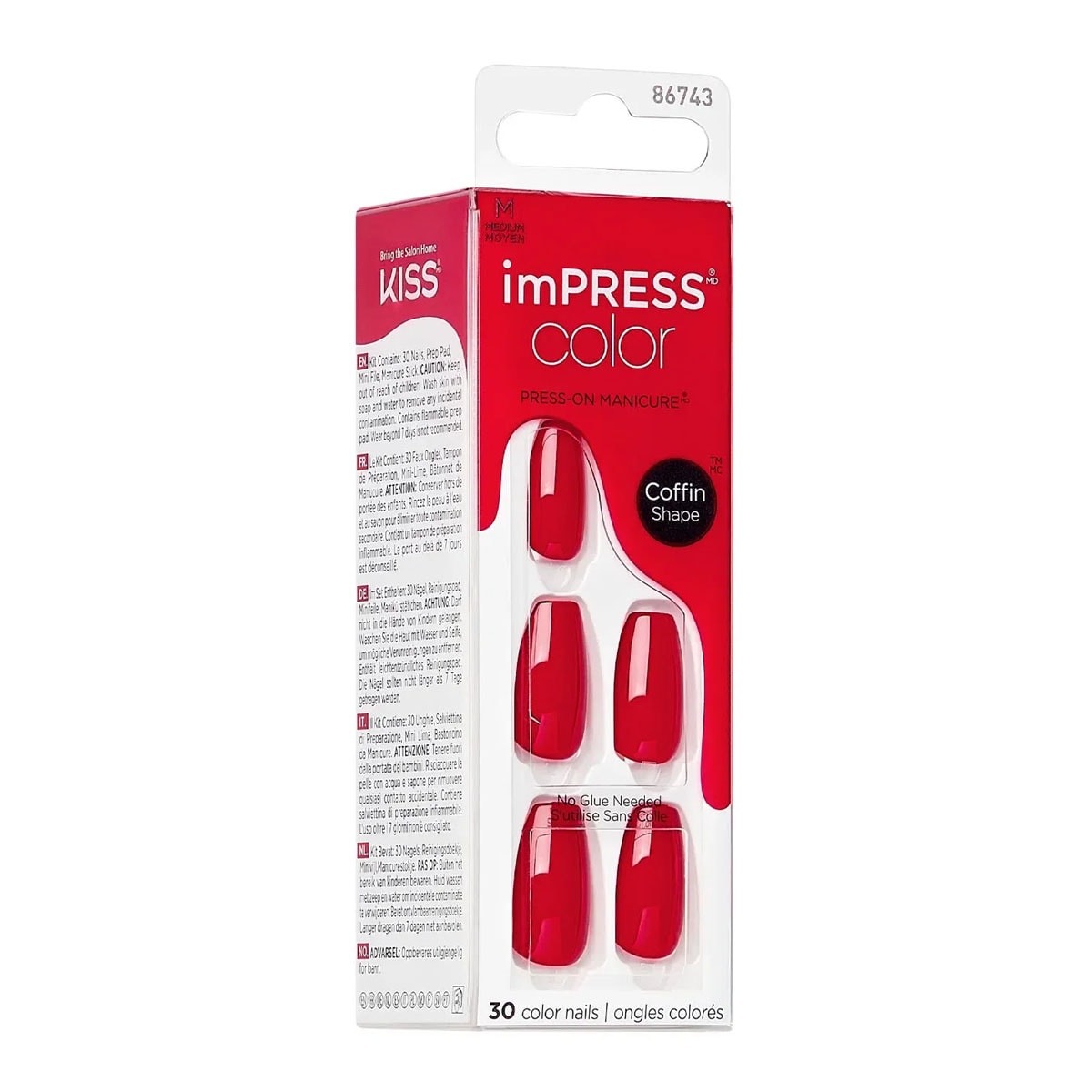 Impress Color Kendinden Yapışkanlı Takma Tırnak Uzun Kırmızı