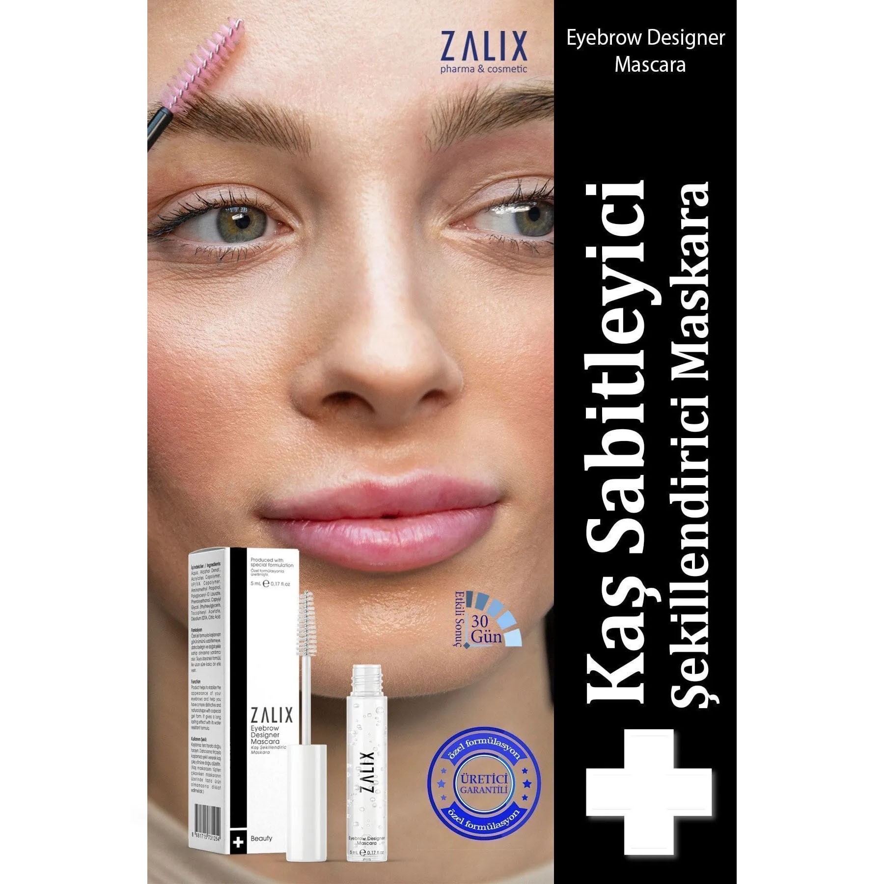 Zalix Suya Dayanıklı Kaş Sabitleyici Şekillendirici Şeffaf Maskara 5ml