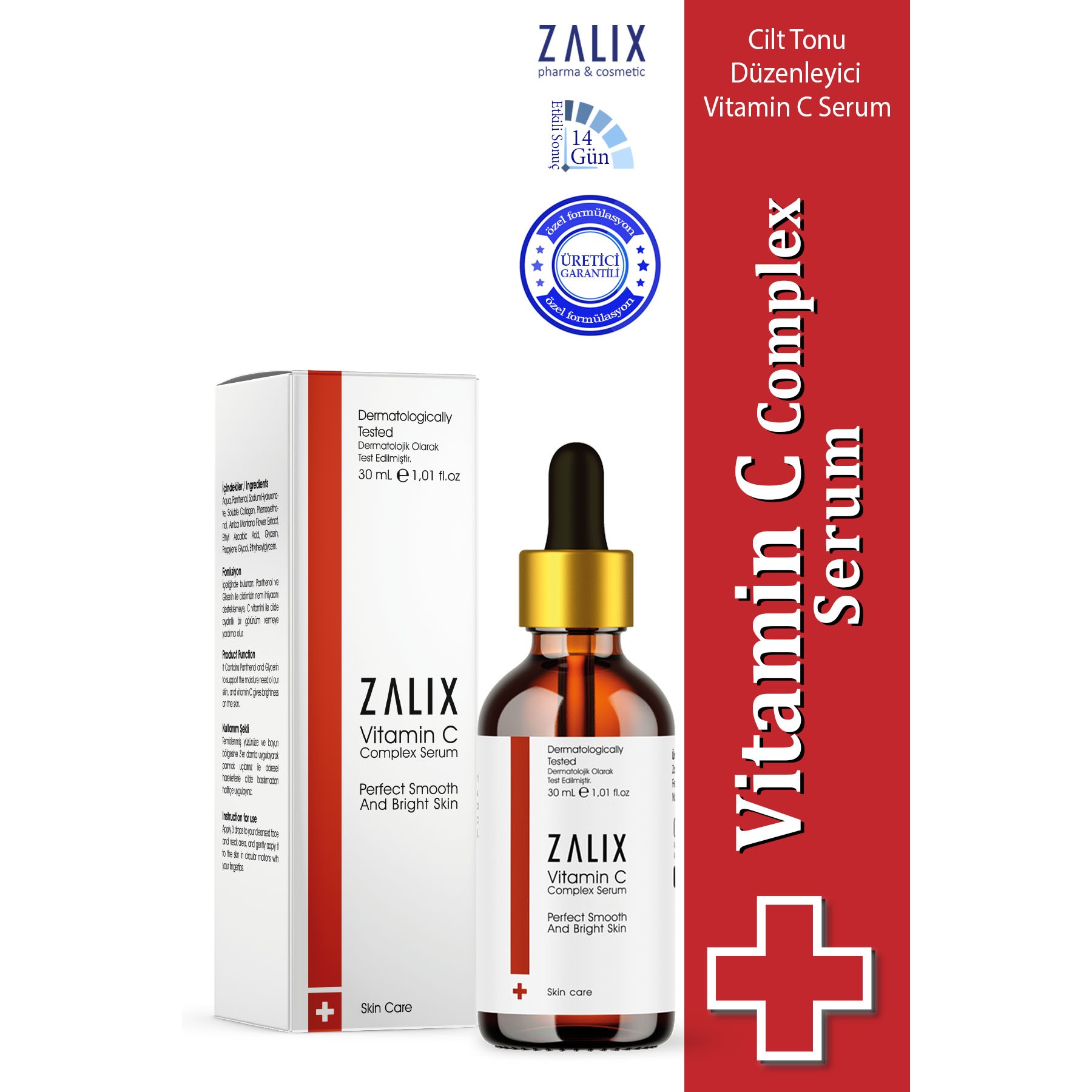 Zalix Cilt Ton Eşitleyici & Aydınlatıcı Vitamin C Complex Serum 30 ml