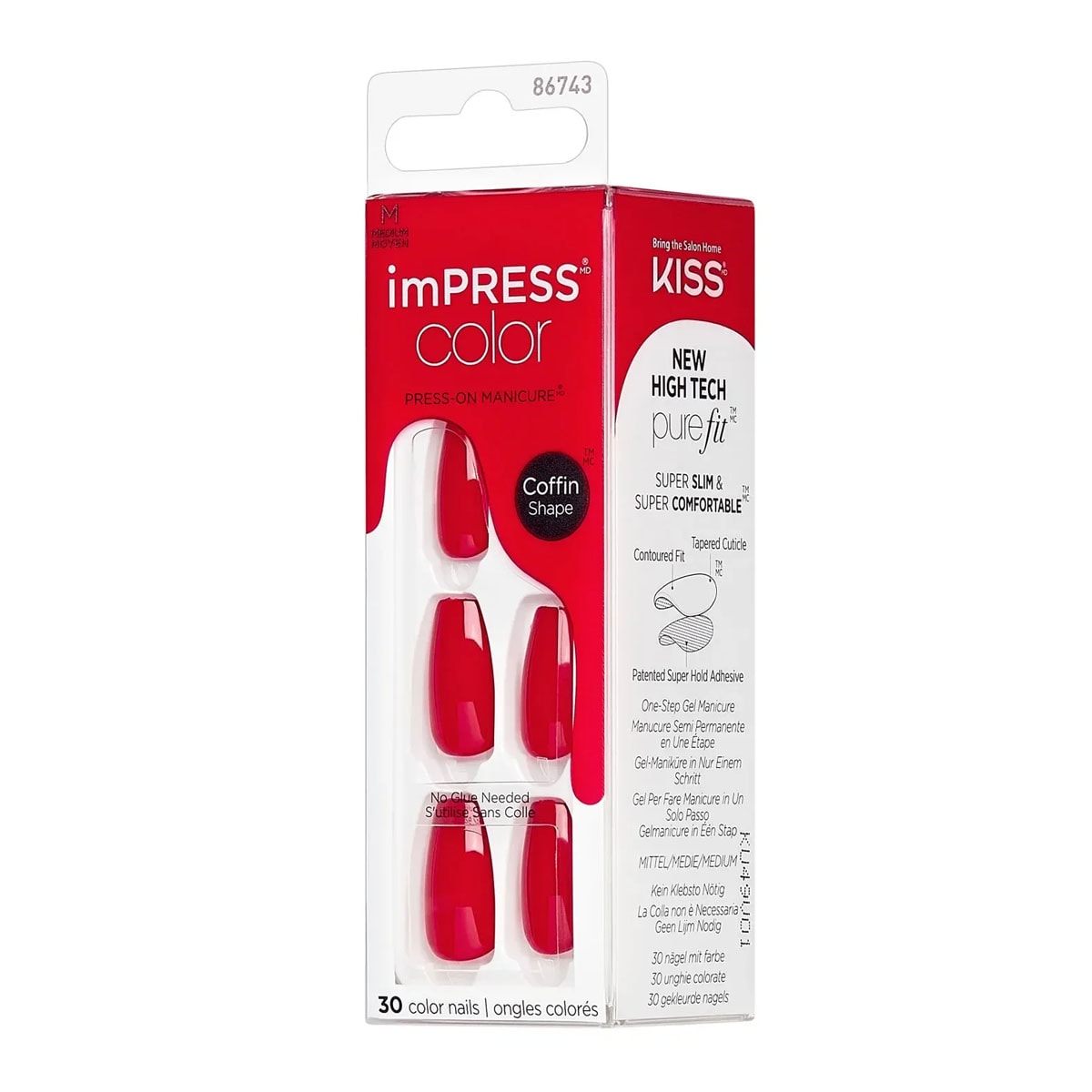 Impress Color Kendinden Yapışkanlı Takma Tırnak Uzun Kırmızı
