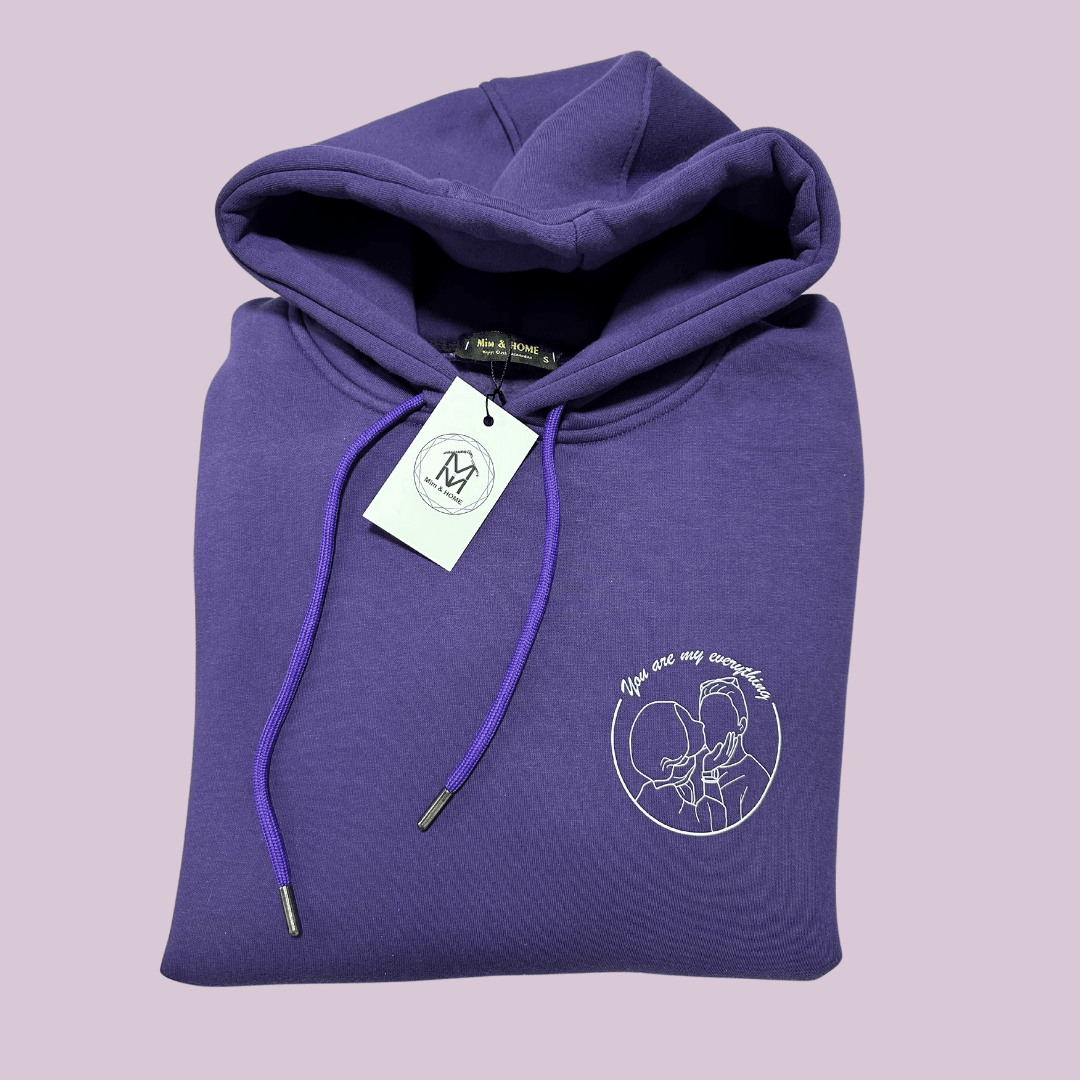 Çizgisel  Mor Tek  Sweatshirt Kişiye Özel