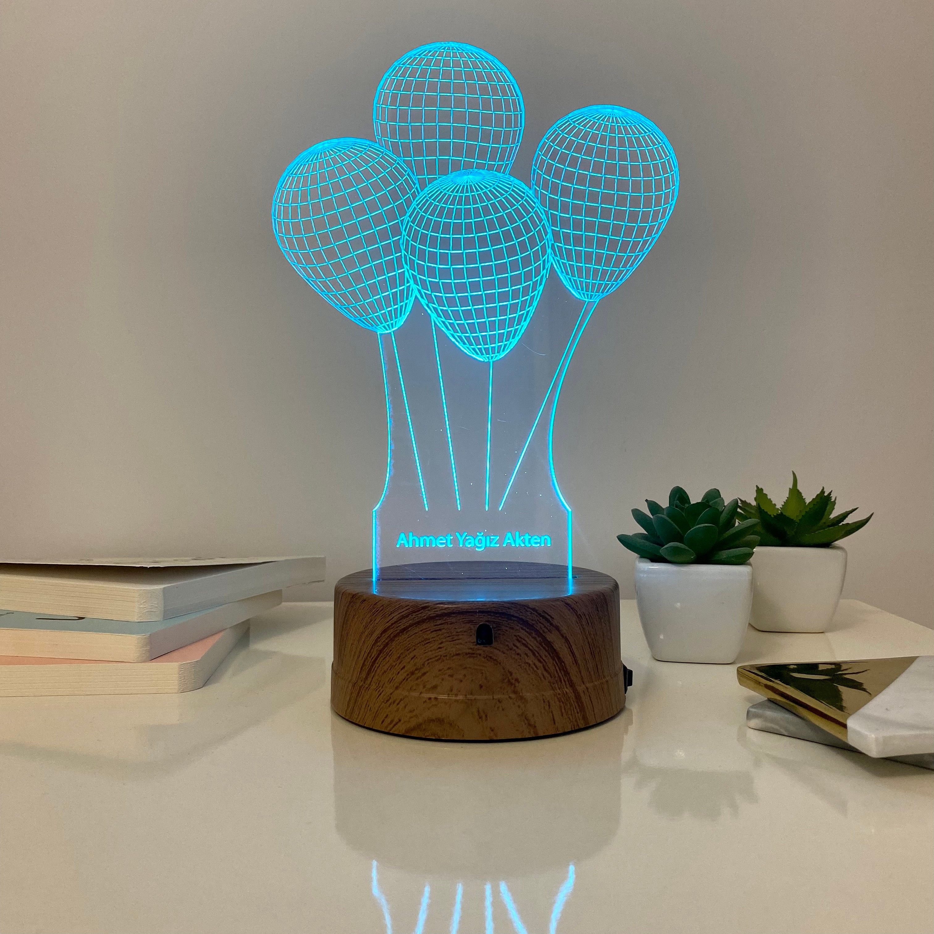 4'lü Balon 3D Led Gece Lambası
