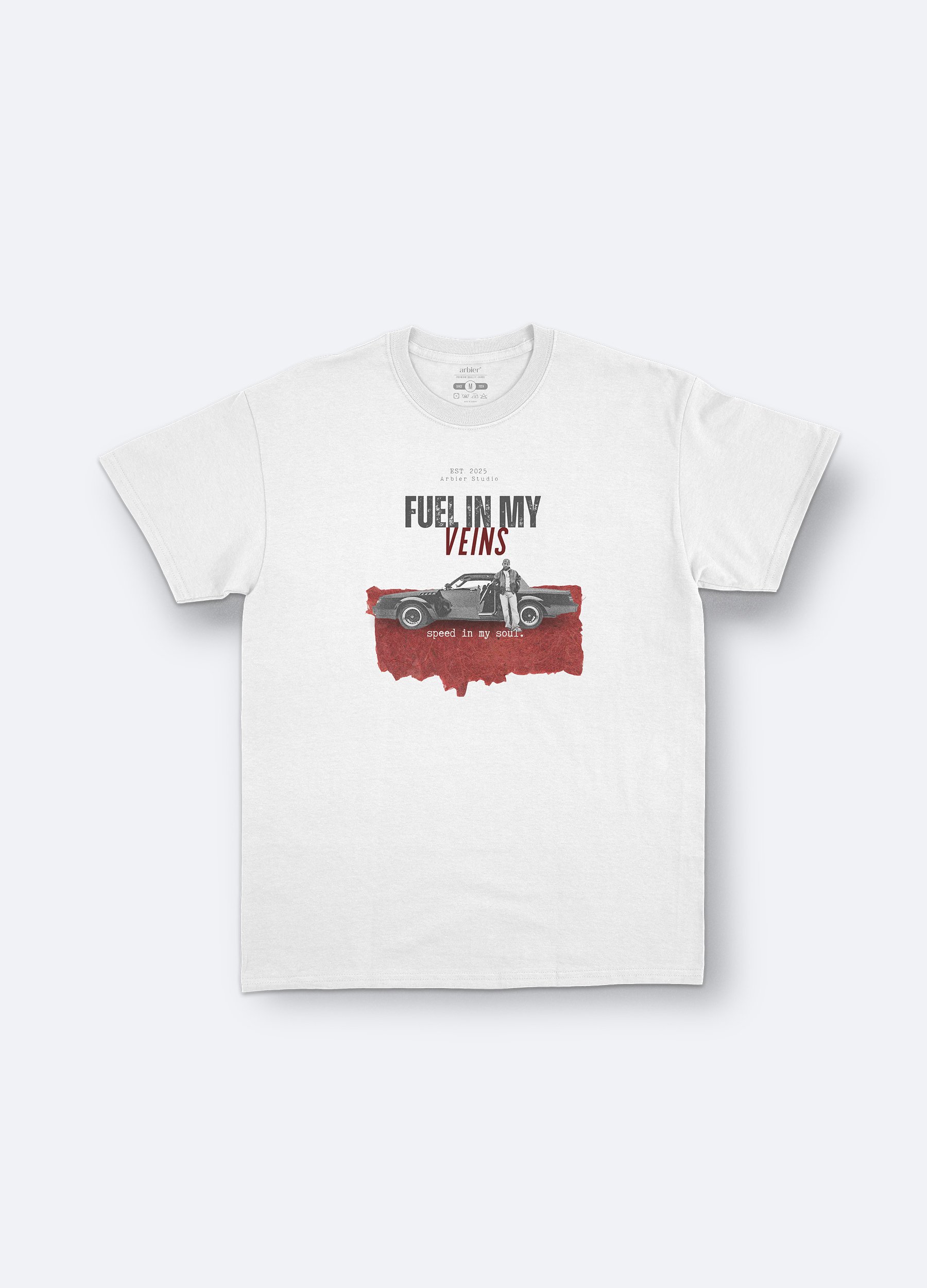 Fuel In My Veins Oversize Baskılı Beyaz Tişört