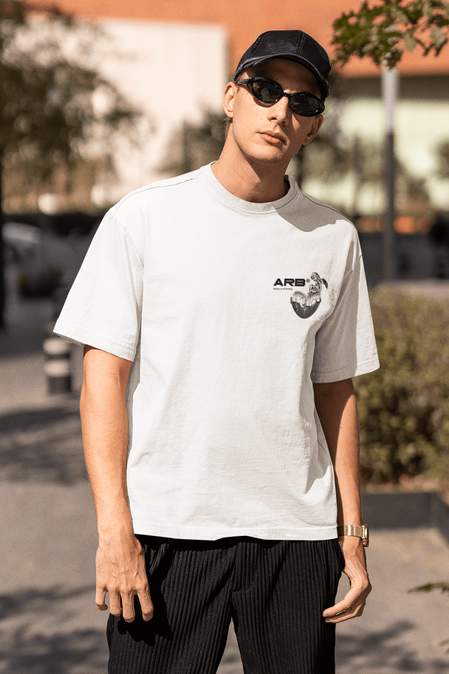 Rib Cage Arb Oversize Sırt Baskılı Beyaz Tişört