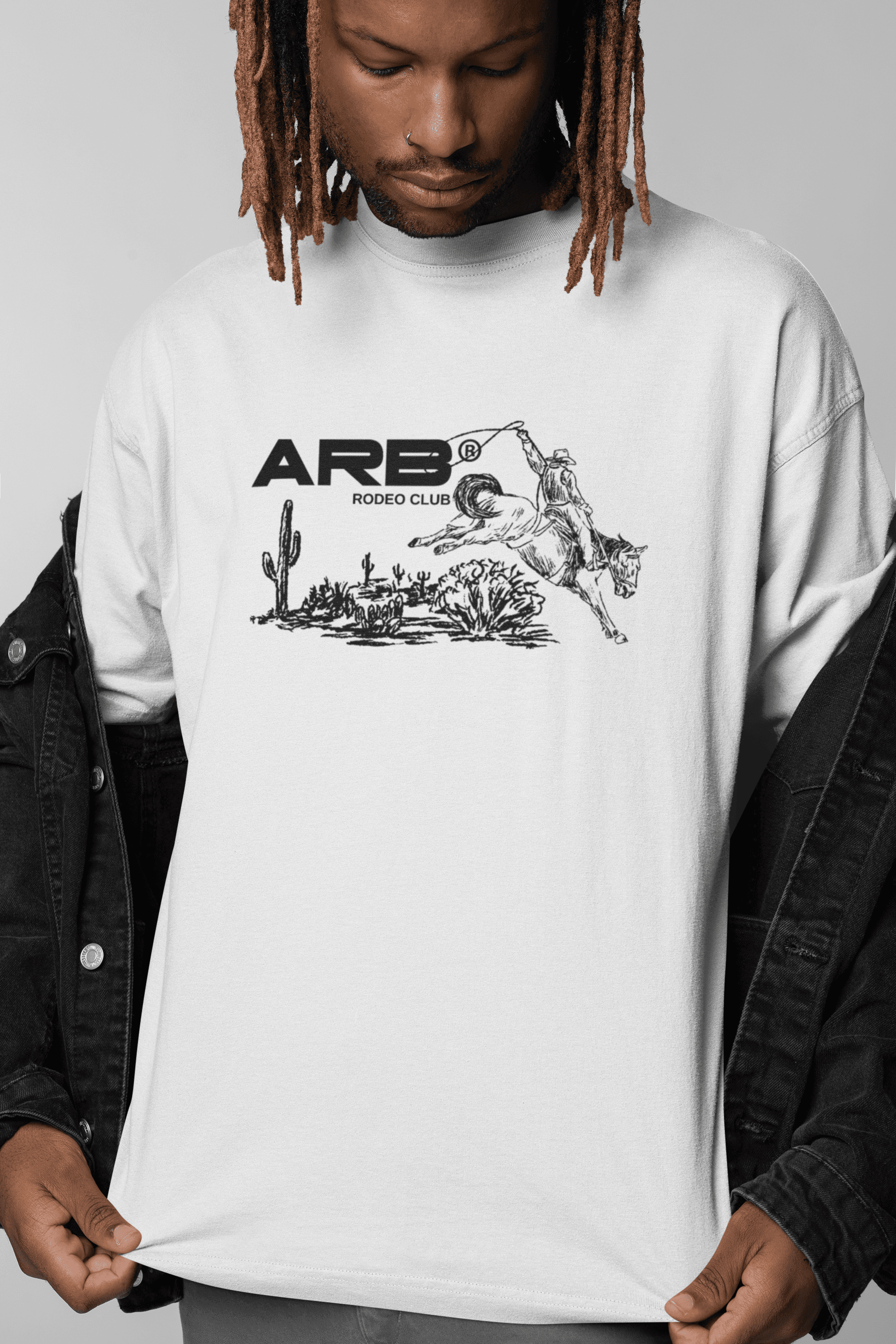 Rodeo Club Oversize Baskılı Beyaz Tişört