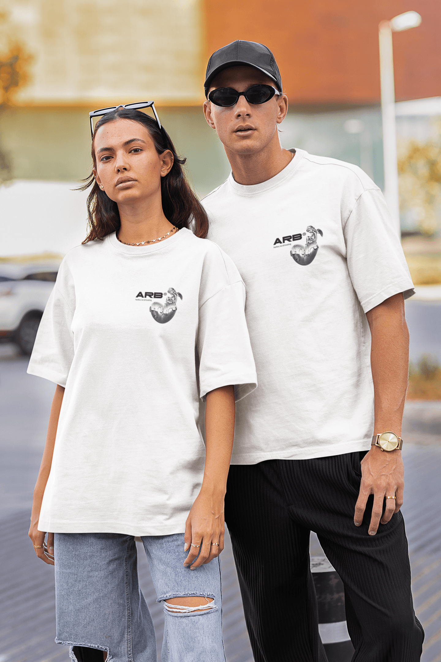 Rib Cage Arb Oversize Sırt Baskılı Beyaz Tişört