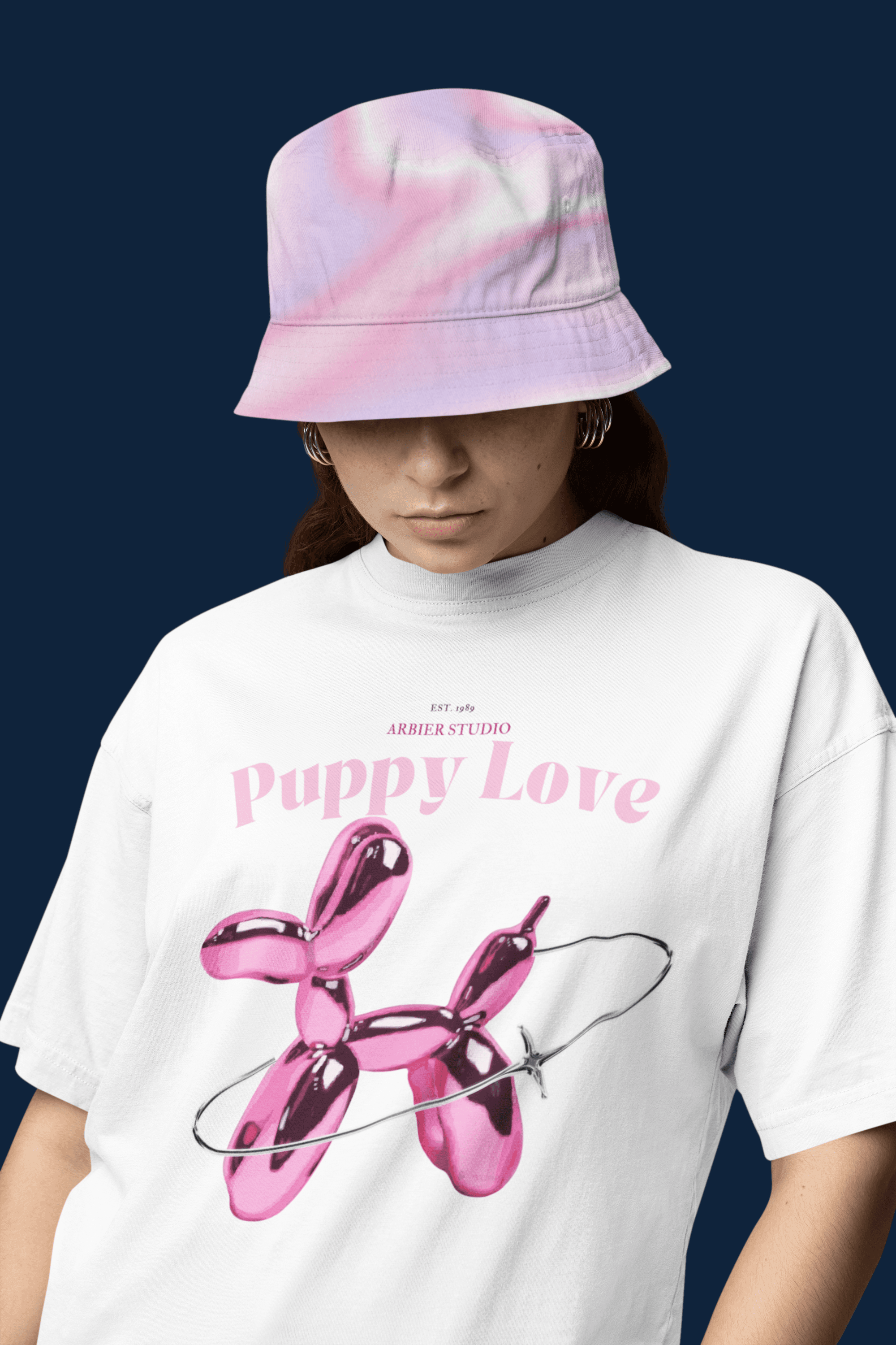 Puppy Love Oversize Baskılı Beyaz Tişört