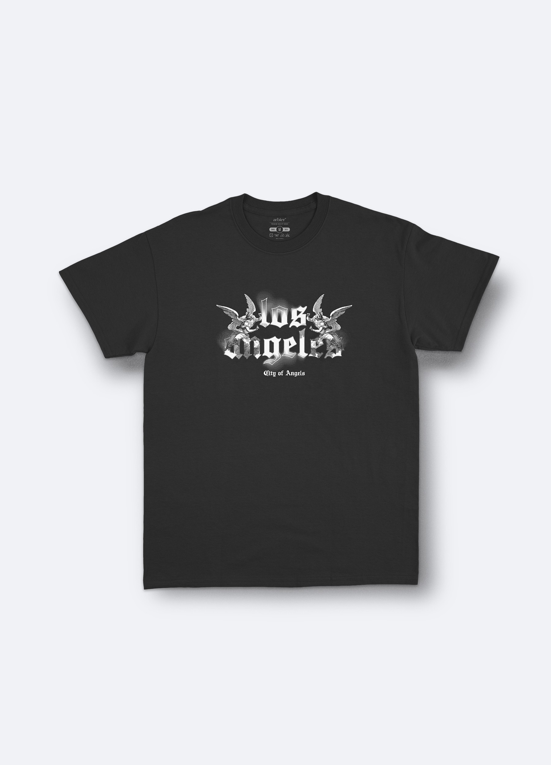 Los Angels  Oversize Baskılı Tişört - Siyah