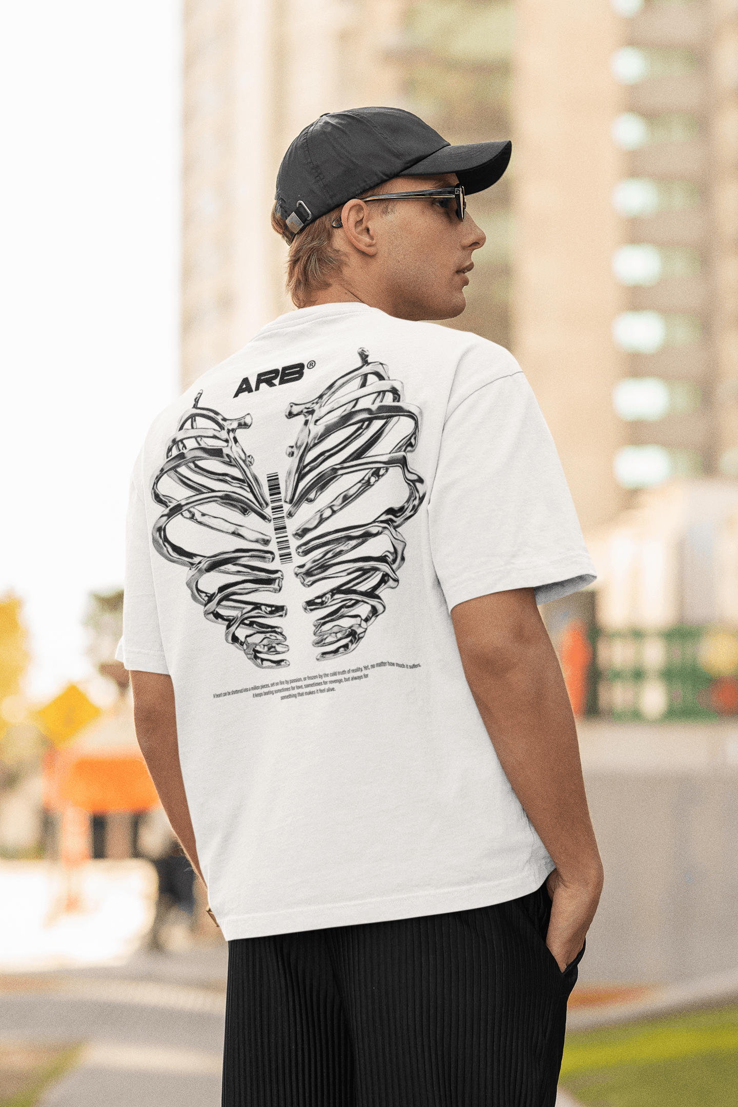 Rib Cage Arb Oversize Sırt Baskılı Beyaz Tişört