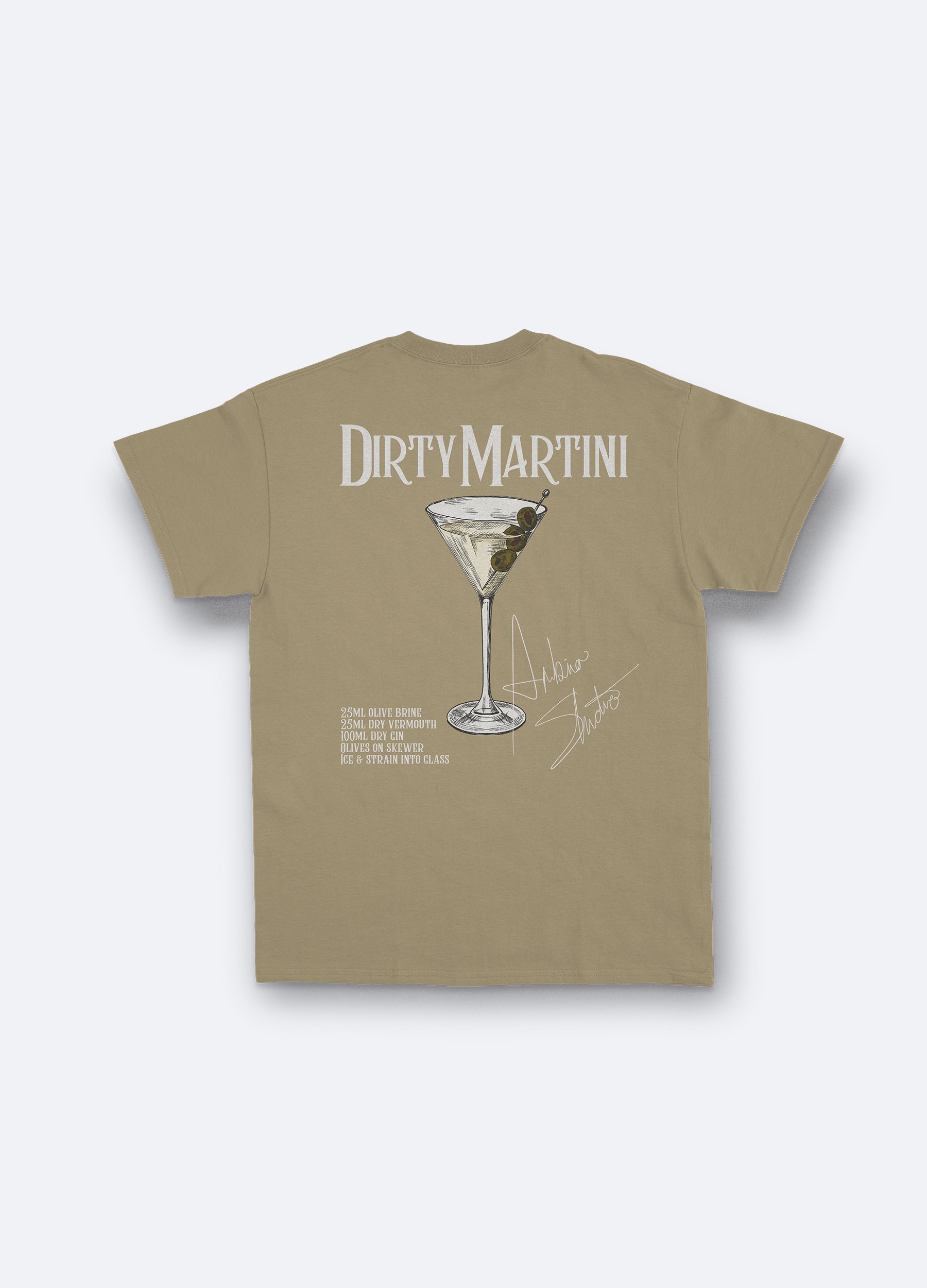 Dirty Martini Oversize Sırt ve Göğüs Baskılı Beyaz Tişört