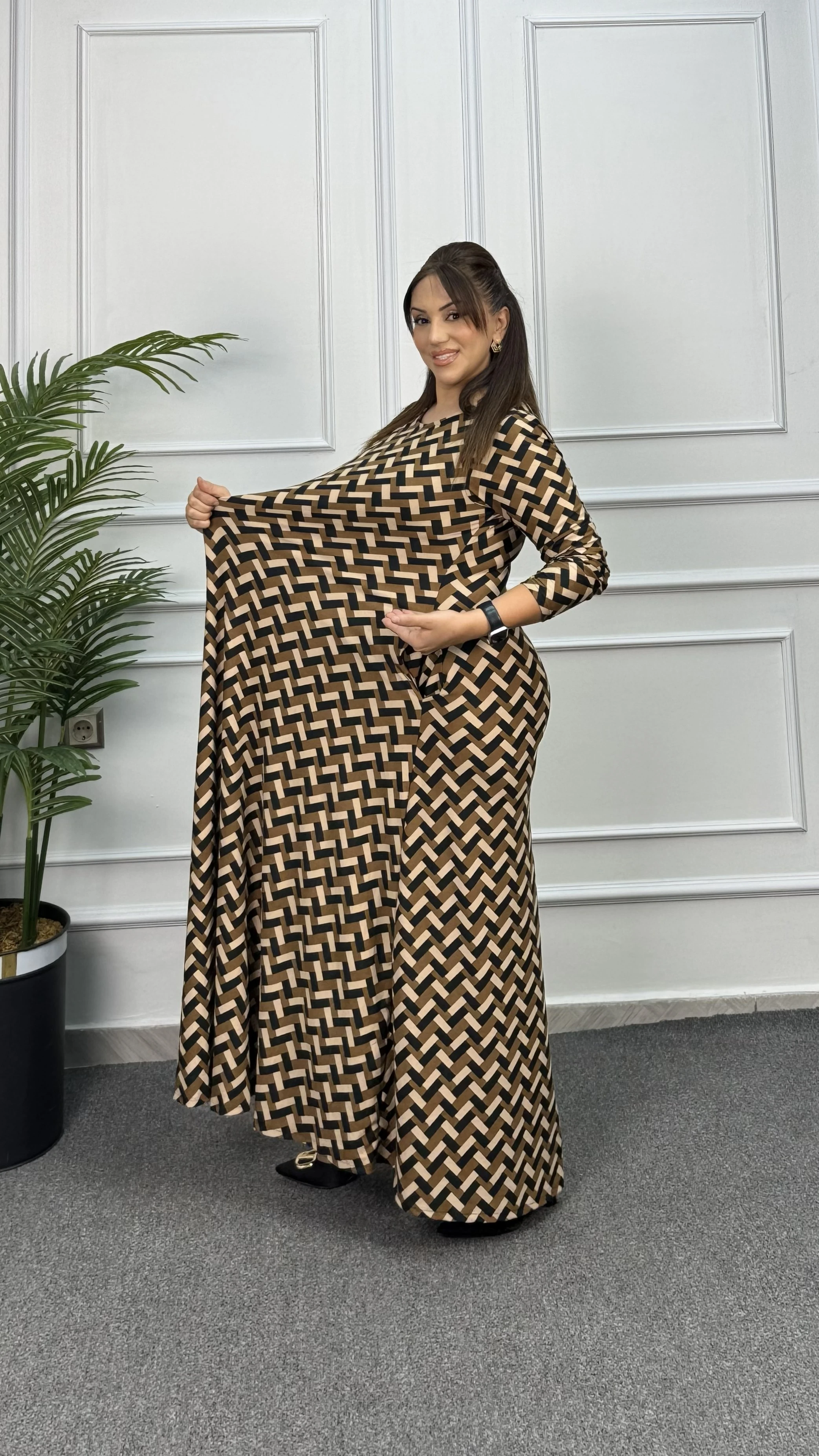 UZUN BİSİKLET YAKA ELBİSE