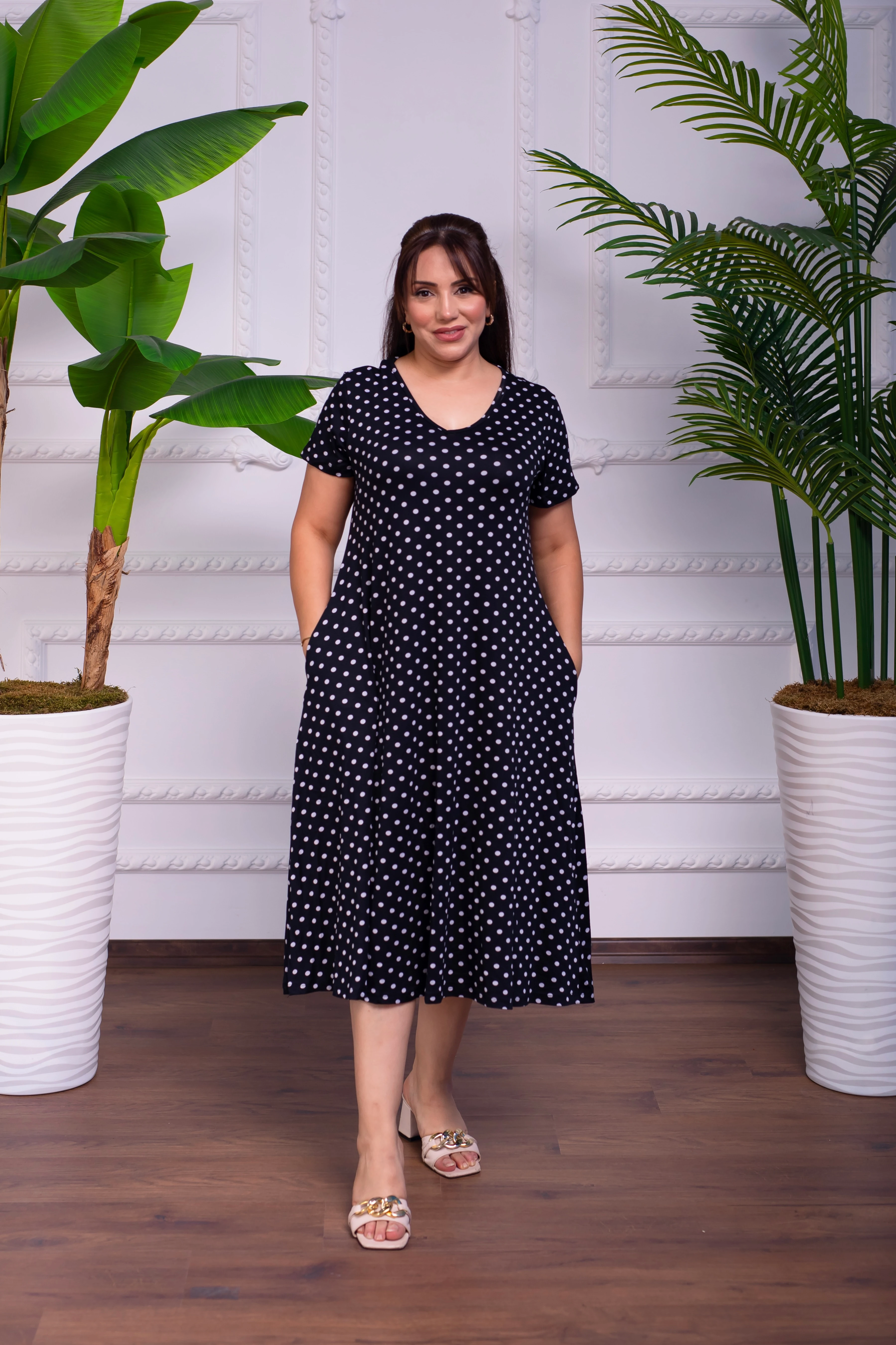 Puantiyeli penye  elbise