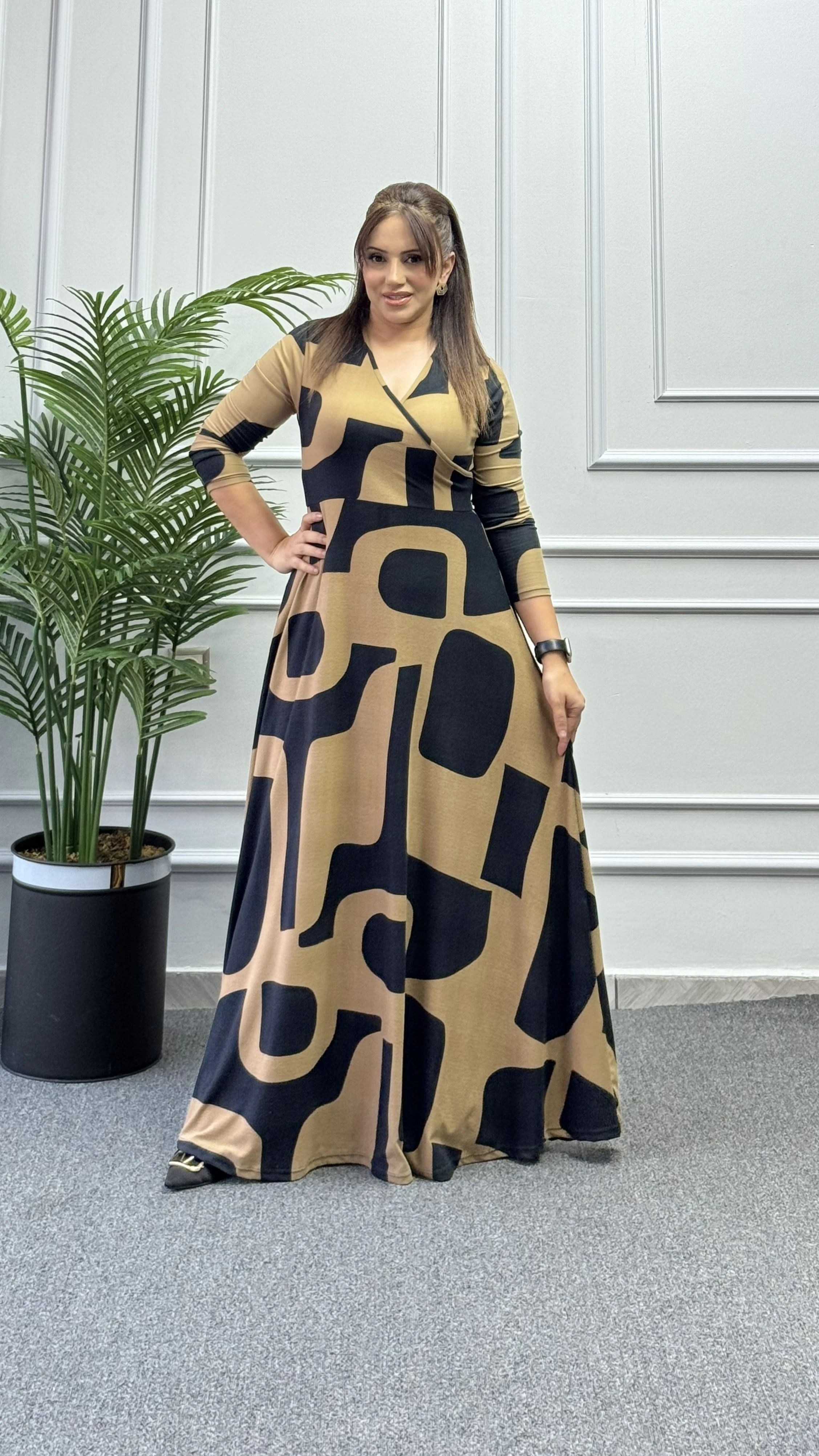 KRUVAZE UZUN ELBİSE 